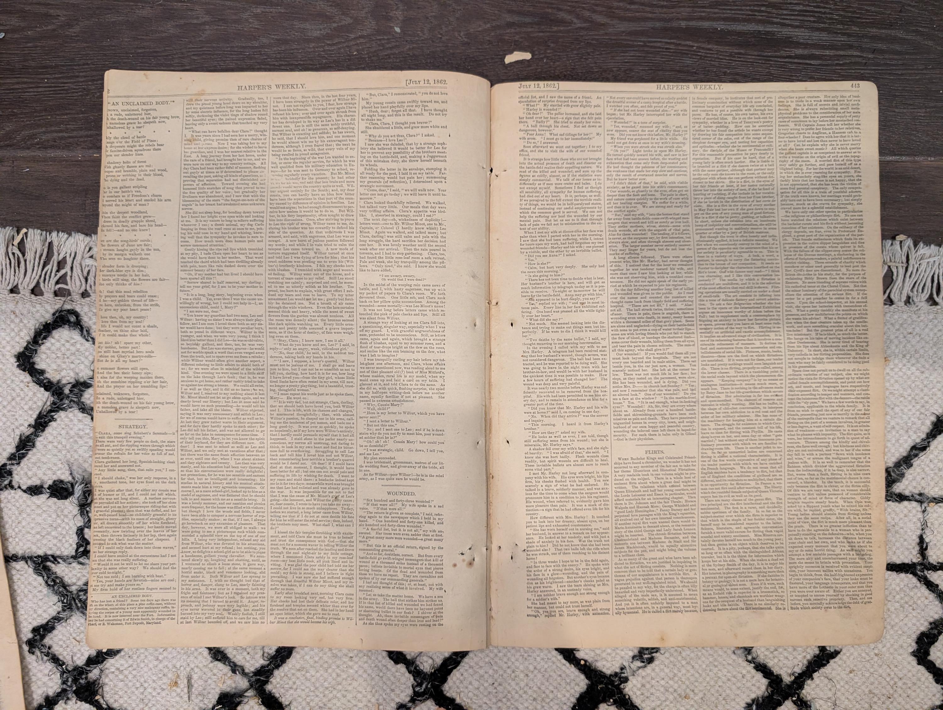 Harper’s Weekly – July 12, 1862 • Two Winslow Homer Prints • Bayonet Charge • Surgeon at Work • Butler’s New Orleans Proclamation Cartoons