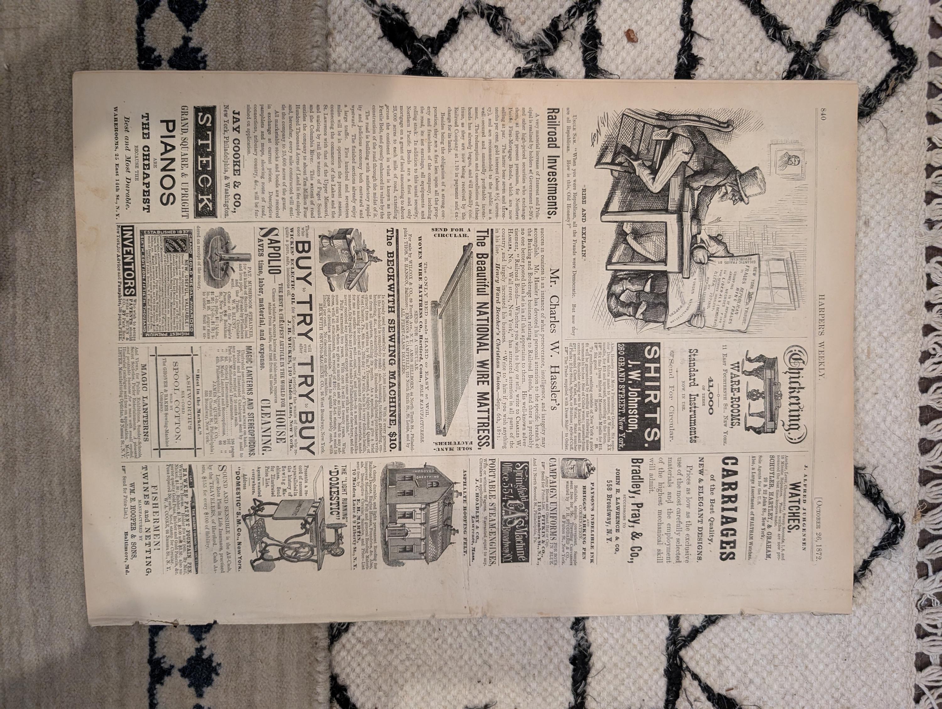 1872 Nast Brave Deserves Fair Harper's Weekly Oct 26 Election Seward