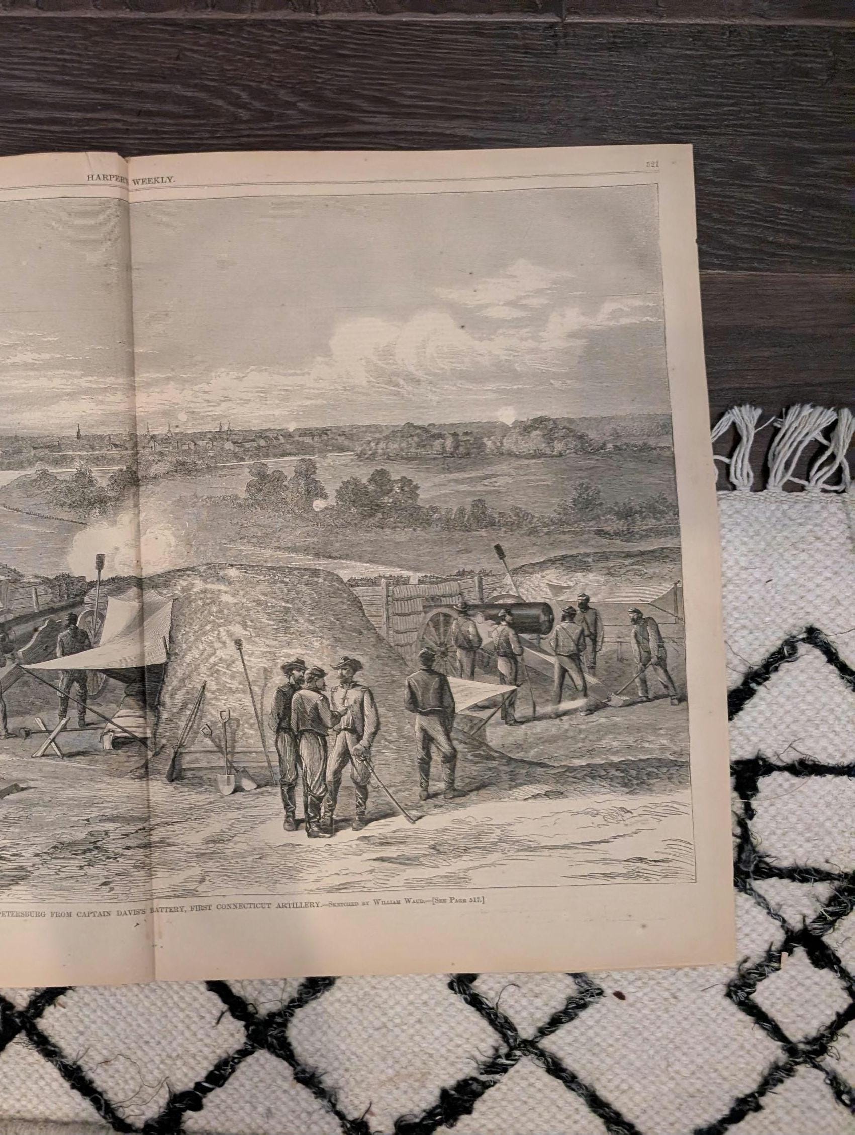 1864 General McPherson Harper's Weekly August 13 Crossing the Chattahoochee