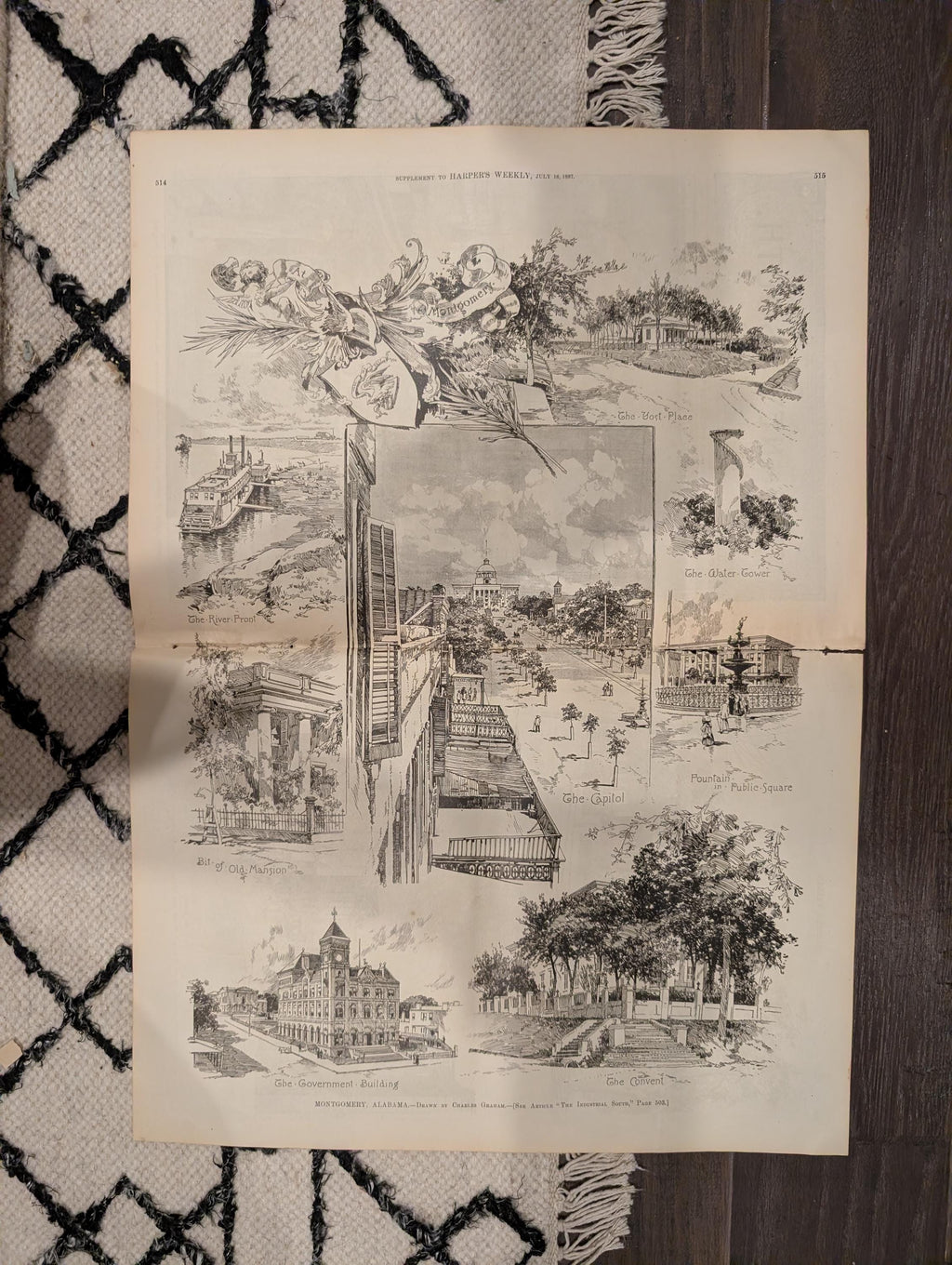 HARPER’S WEEKLY — July 16, 1887, Coney Island Front Page • “Art and Nature at the West End of Coney Island” • Montgomery, Alabama Supplement