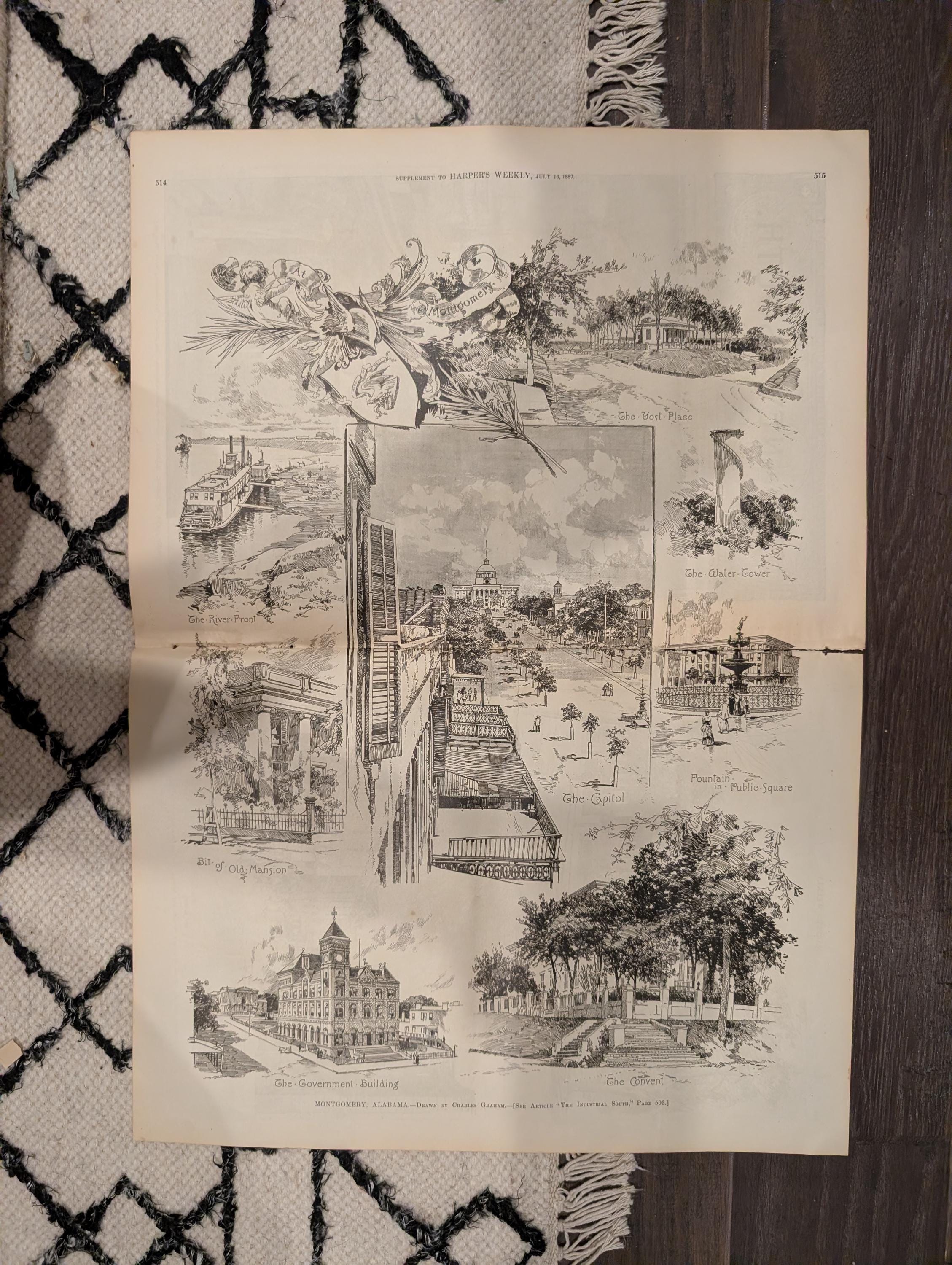 HARPER’S WEEKLY — July 16, 1887, Coney Island Front Page • “Art and Nature at the West End of Coney Island” • Montgomery, Alabama Supplement