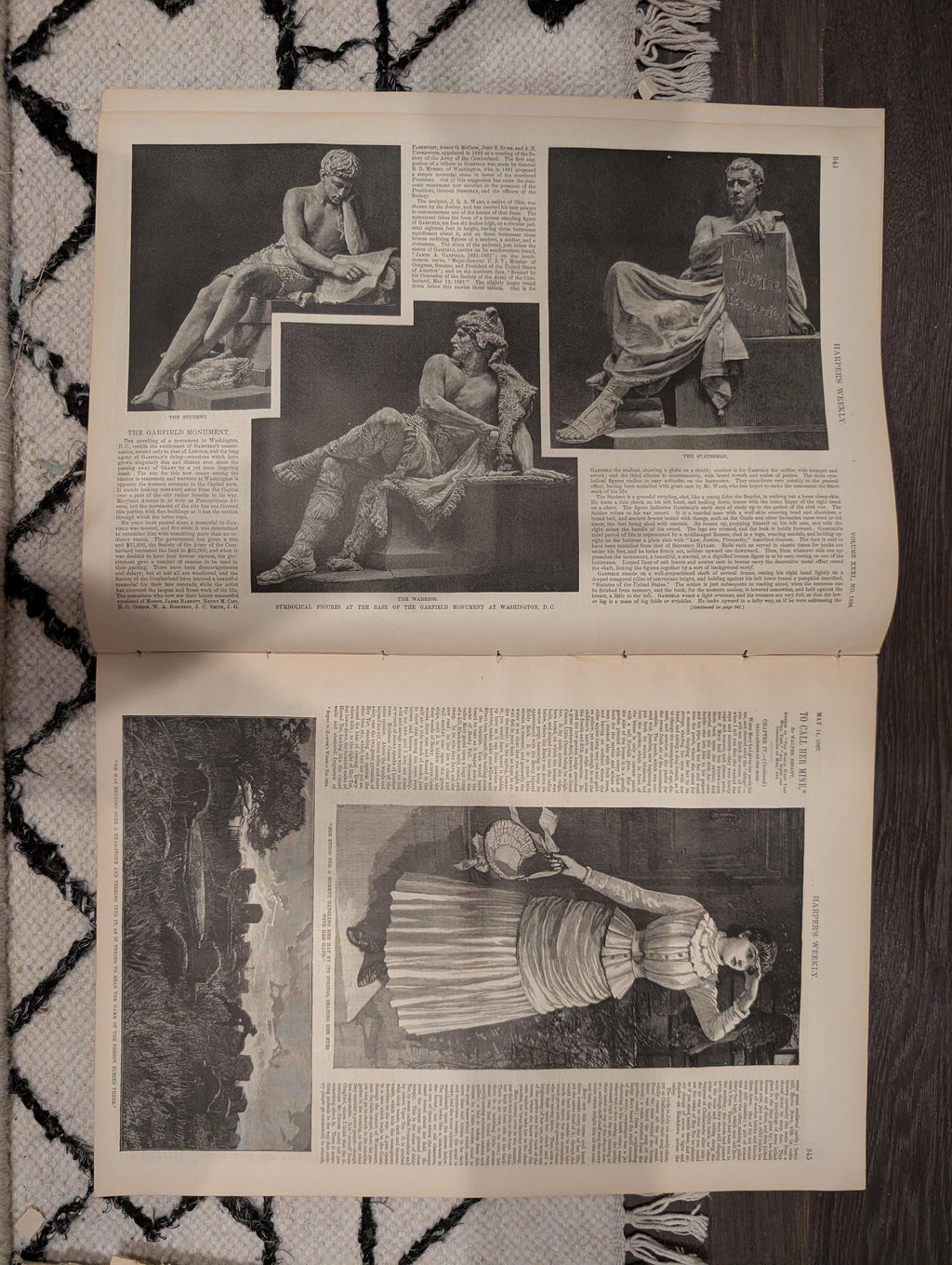 Harper’s Weekly May 14, 1887 – Garfield Monument, Metropolitan Museum Art Prints, Statues, Capitol Scene, Complete Issue