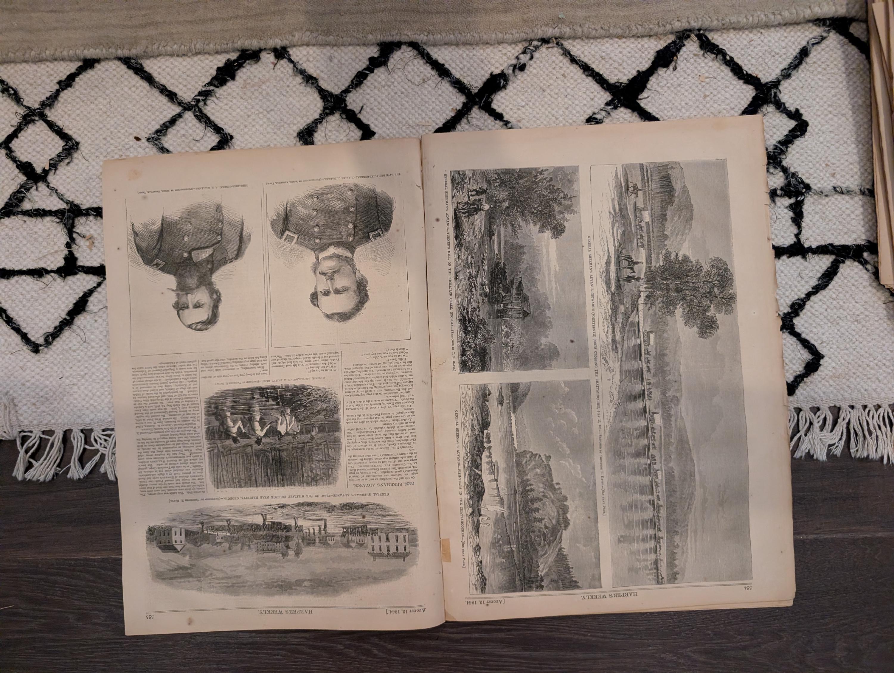 1864 General McPherson Harper's Weekly August 13 Crossing the Chattahoochee