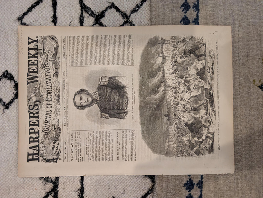 1861 Southern States Map Harper's Weekly Nov 09 Great Naval Expedition Dupont