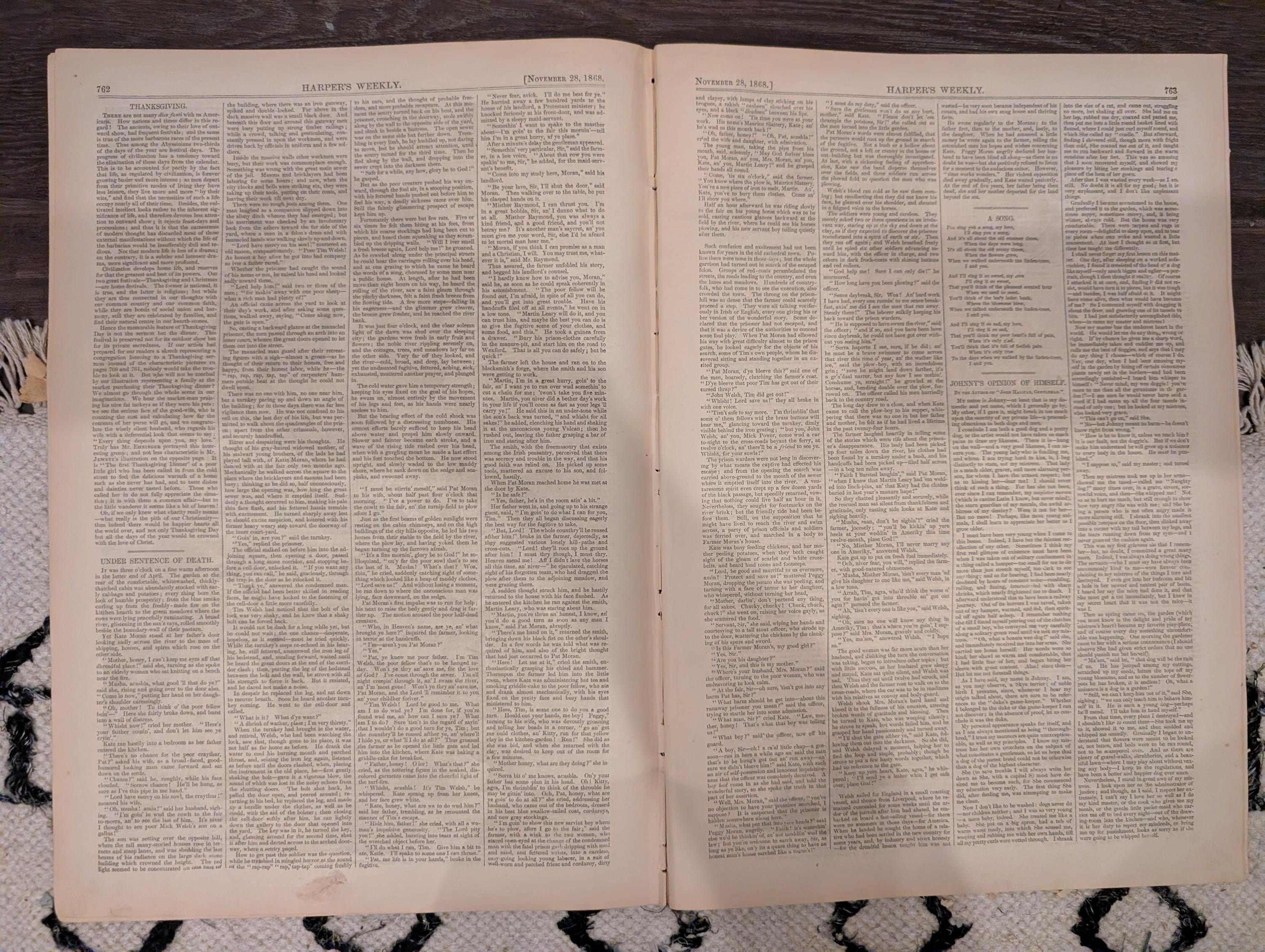 Harper’s Weekly – November 28, 1868 – Thanksgiving Prints • Cuba Scenes • San Francisco Earthquake • Fulton Ferry Collision