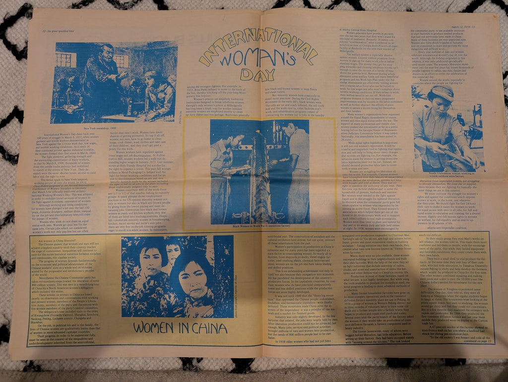 Vintage Underground Newspaper – The Great Speckled Bird – March 12, 1973 – International Women’s Day, UFW, Labor & Protest History