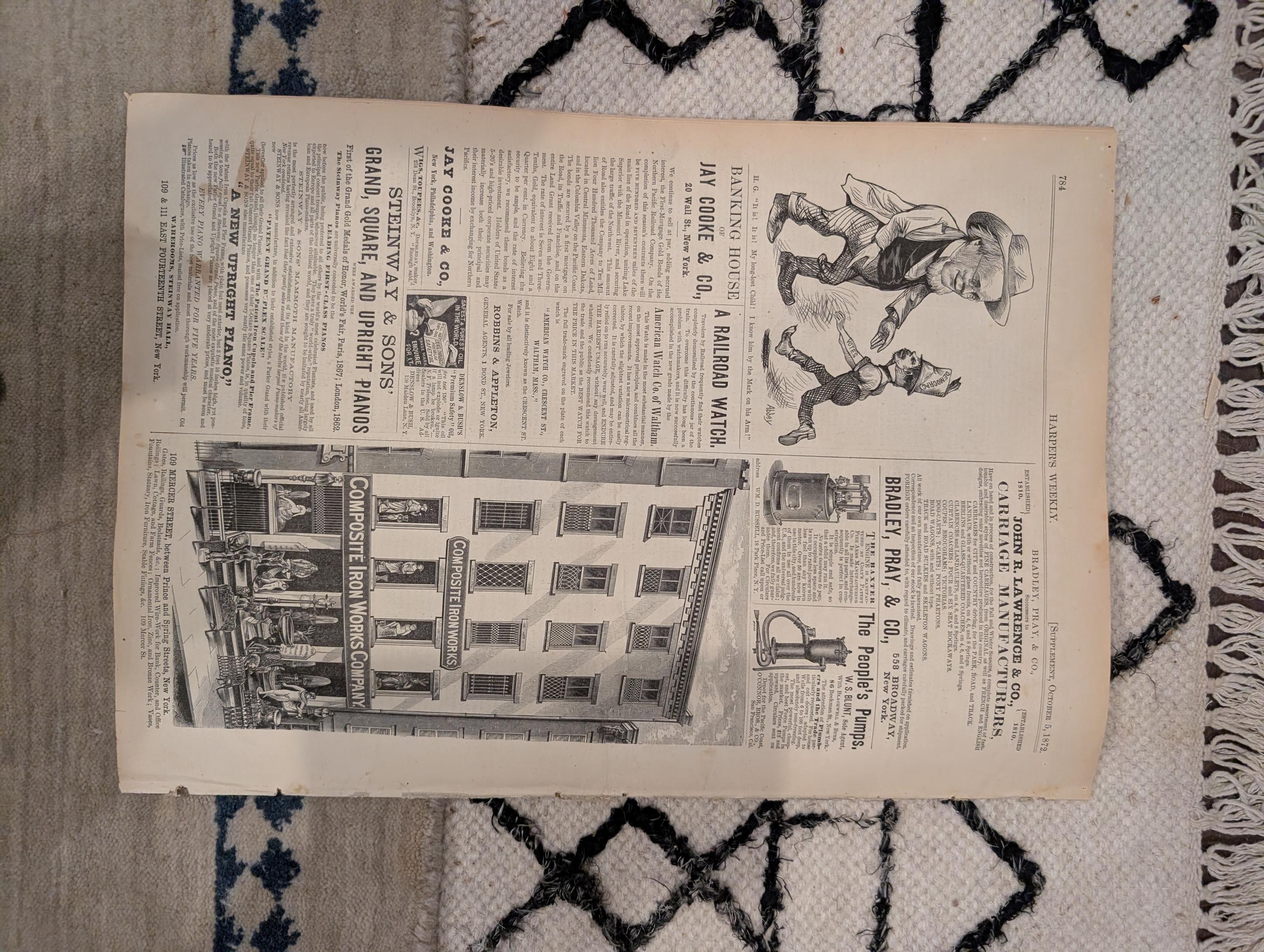 1872 Tammany Hall Nast Harper's Weekly Oct 05 Suez Canal Ocean Travel