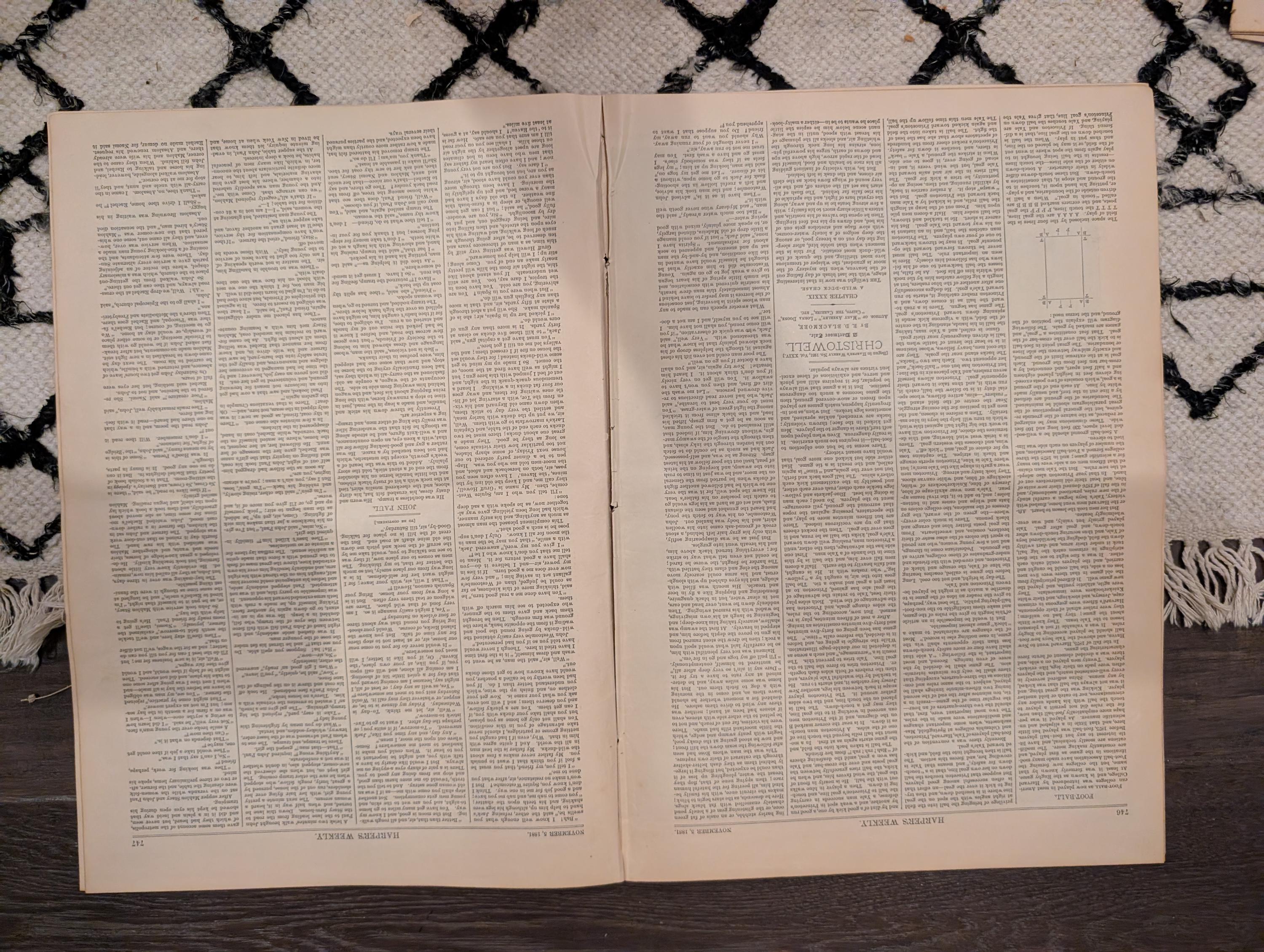 1881 AB Frost Football Centerfold, Lincoln Monument, NYC Street Blockade — Nov 5