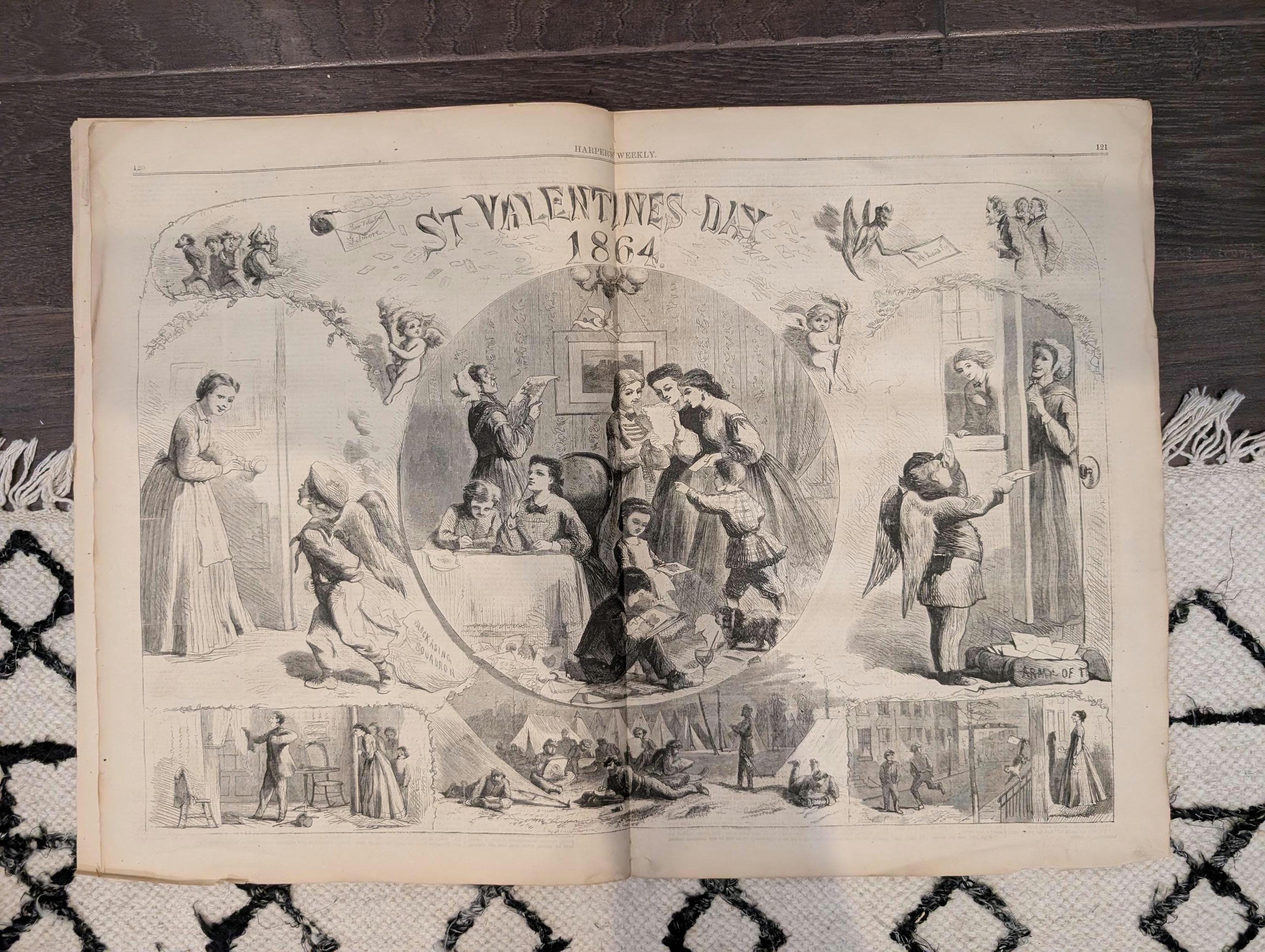 Harper's Weekly 1864 St. Valentine's Day Feb 20 Grant Mobile Ram
