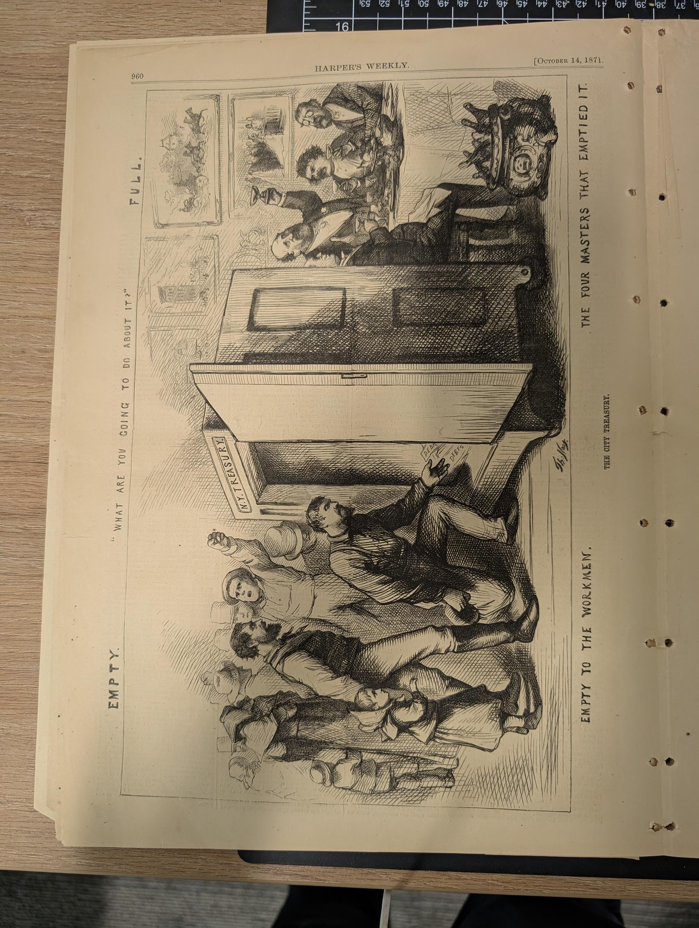 Harper’s Weekly – October 14, 1871 – Complete w/ Supplement (24 pages) | Grand Duke Alexis, Nast Tweed Ring Cartoons, Elephant vs. Bull Figh