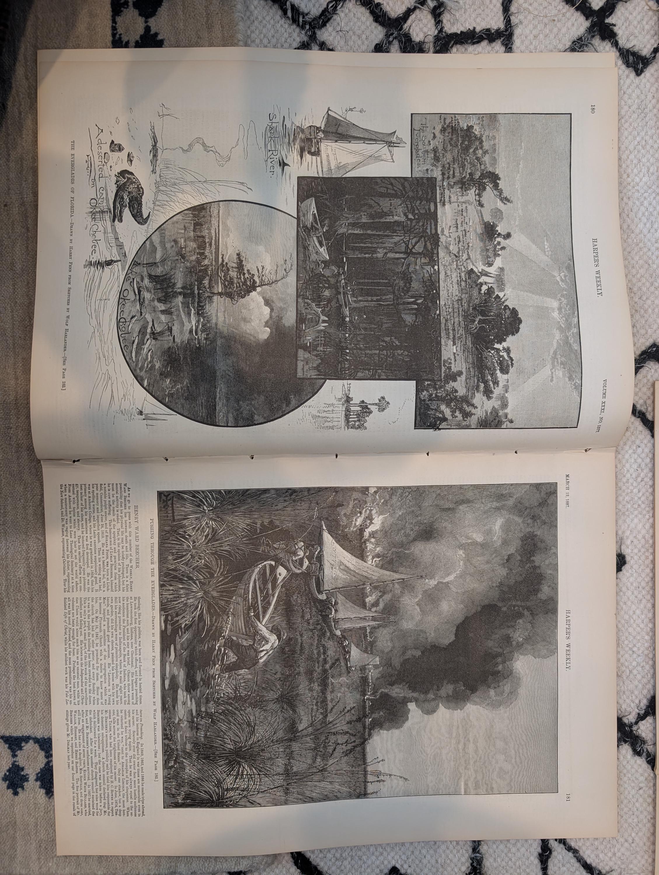 HARPER’S WEEKLY – March 12, 1887  “The Everglades of Florida,” Henry Ward Beecher, U.S. Senate Sketches, & Dramatic Blizzard