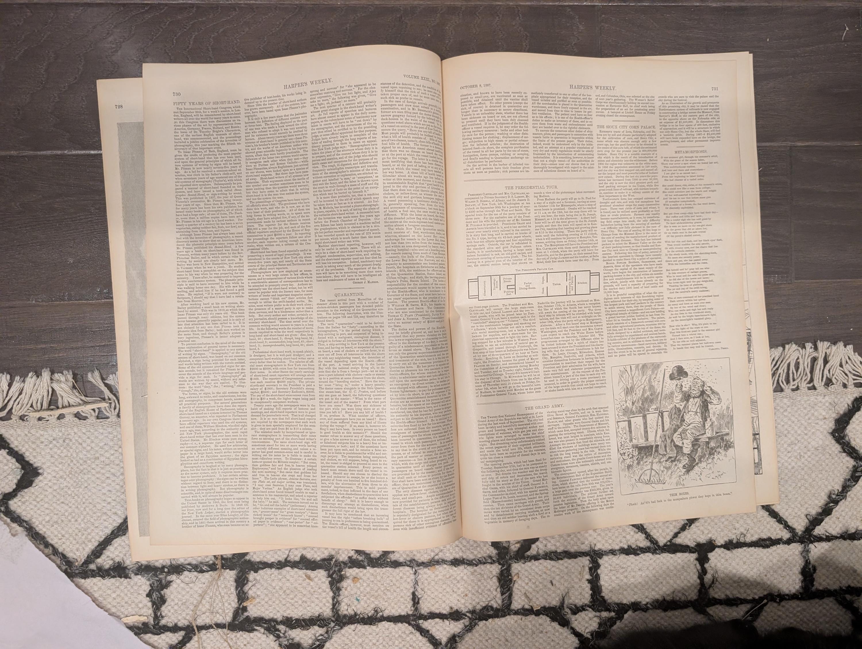 Harper’s Weekly – October 8, 1887 – Presidential Tour  | Grand Army Celebration | America’s Cup Yachts