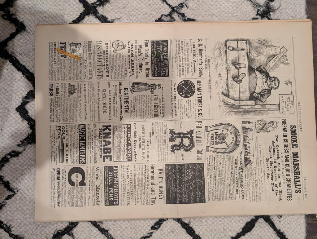 1881 Harper’s Weekly – Thomas Nast “Merry Old Santa Claus” Iconic Vintage Santa • Original Newspaper • VG+ Condition