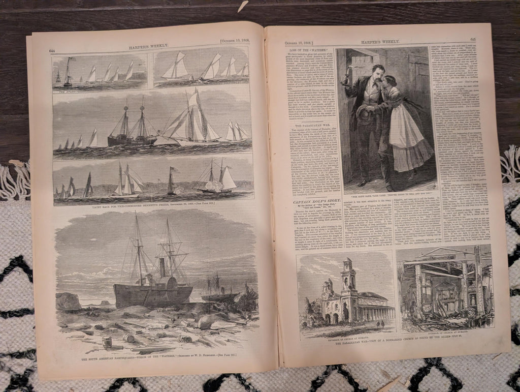 Harper’s Weekly – October 10, 1868 – Black Americana - Water Drinkers in Spain • South American Earthquake Wreck • Paraguayan