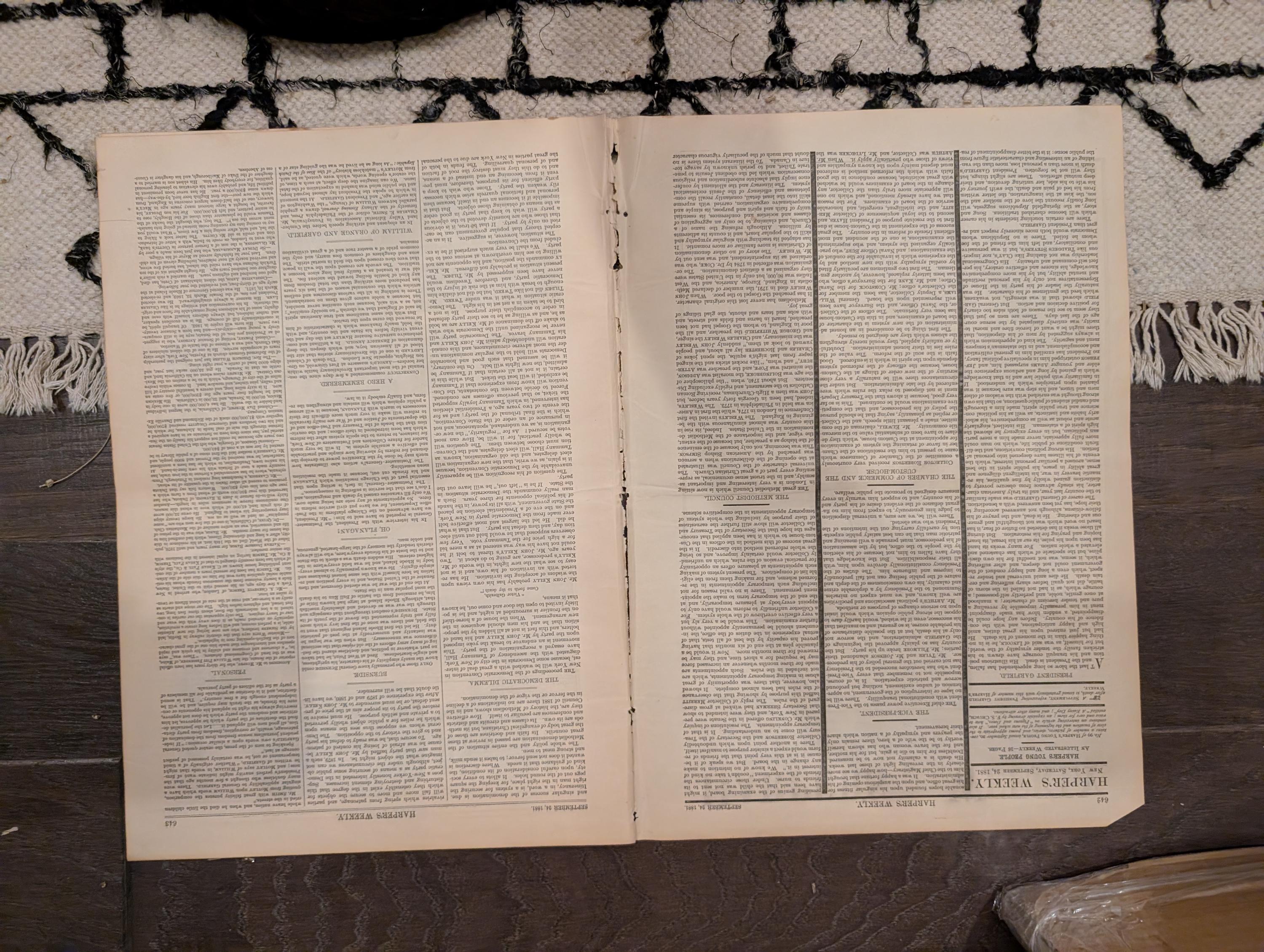 1881 Garfield Death Foldout, Early Tennis Staten Island, Opium Smoking NYC — Sep 24