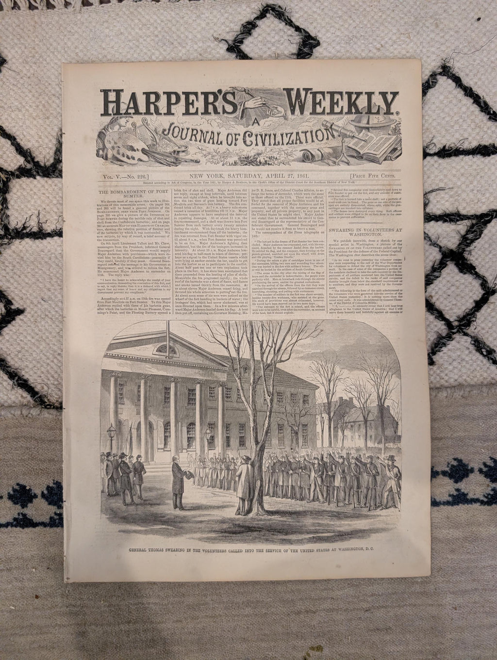 1861 Fort Sumter Bombardment Harper's Weekly April 27 Lincoln Beauregard