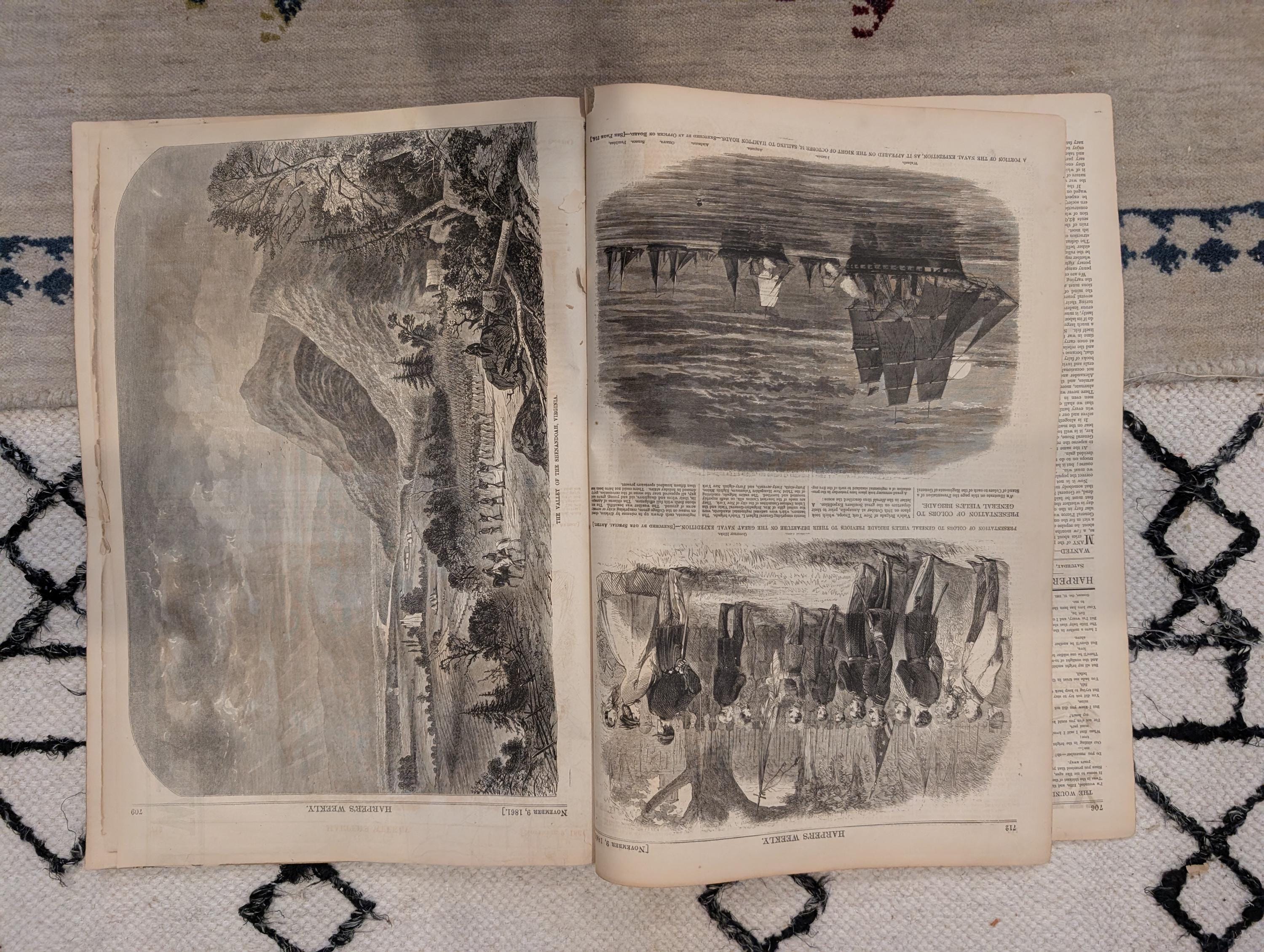1861 Southern States Map Harper's Weekly Nov 09 Great Naval Expedition Dupont