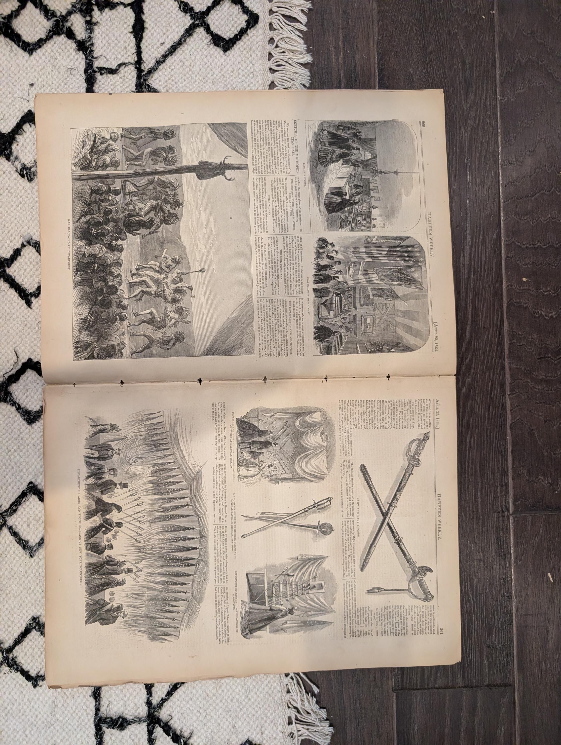 Harper's Weekly 1864 Metropolitan Fair April 23 Indian War Dance