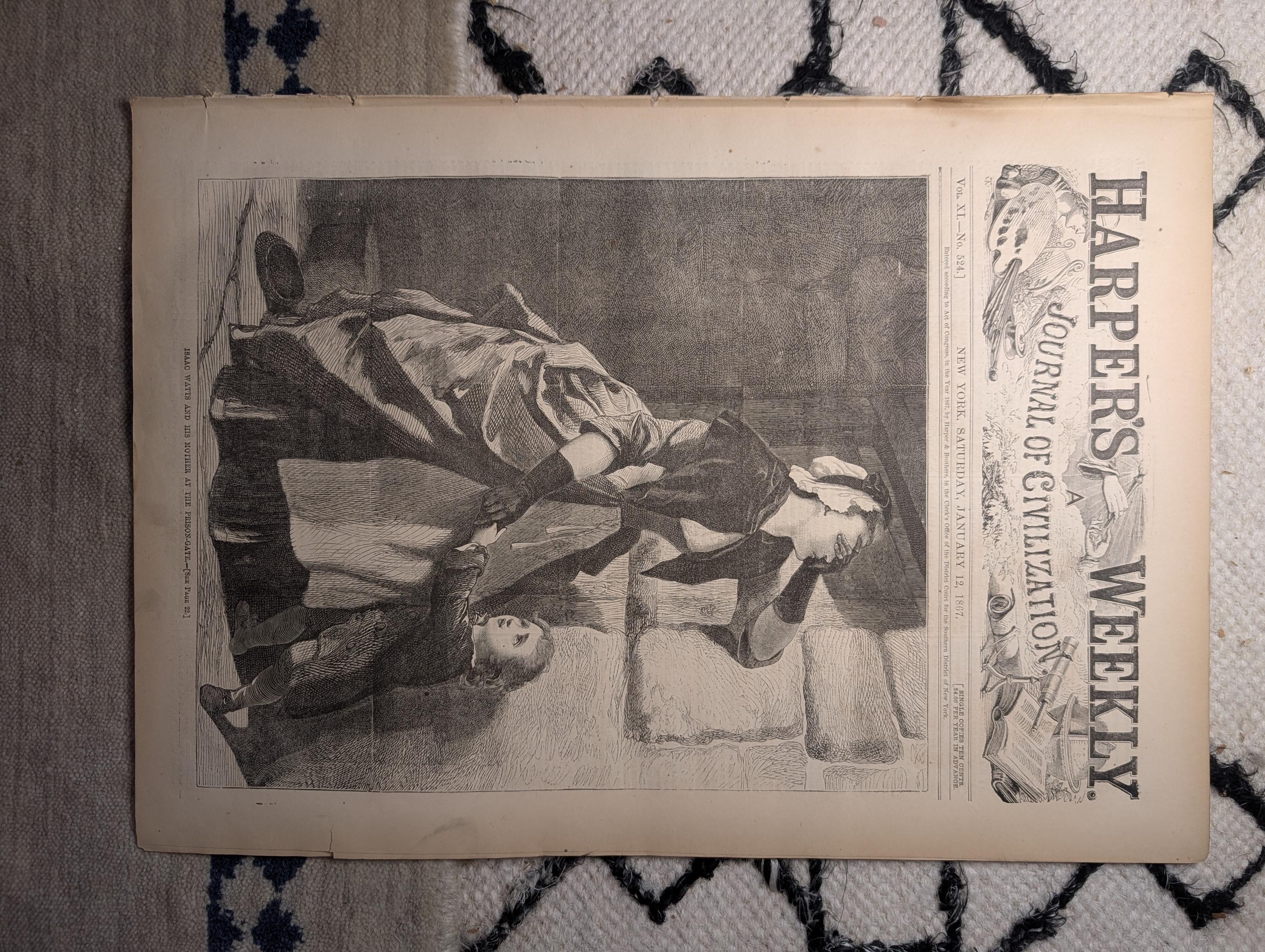 1867 Thomas Nast Emancipation Proclamation, Frederick Douglass Letter — Jan 12