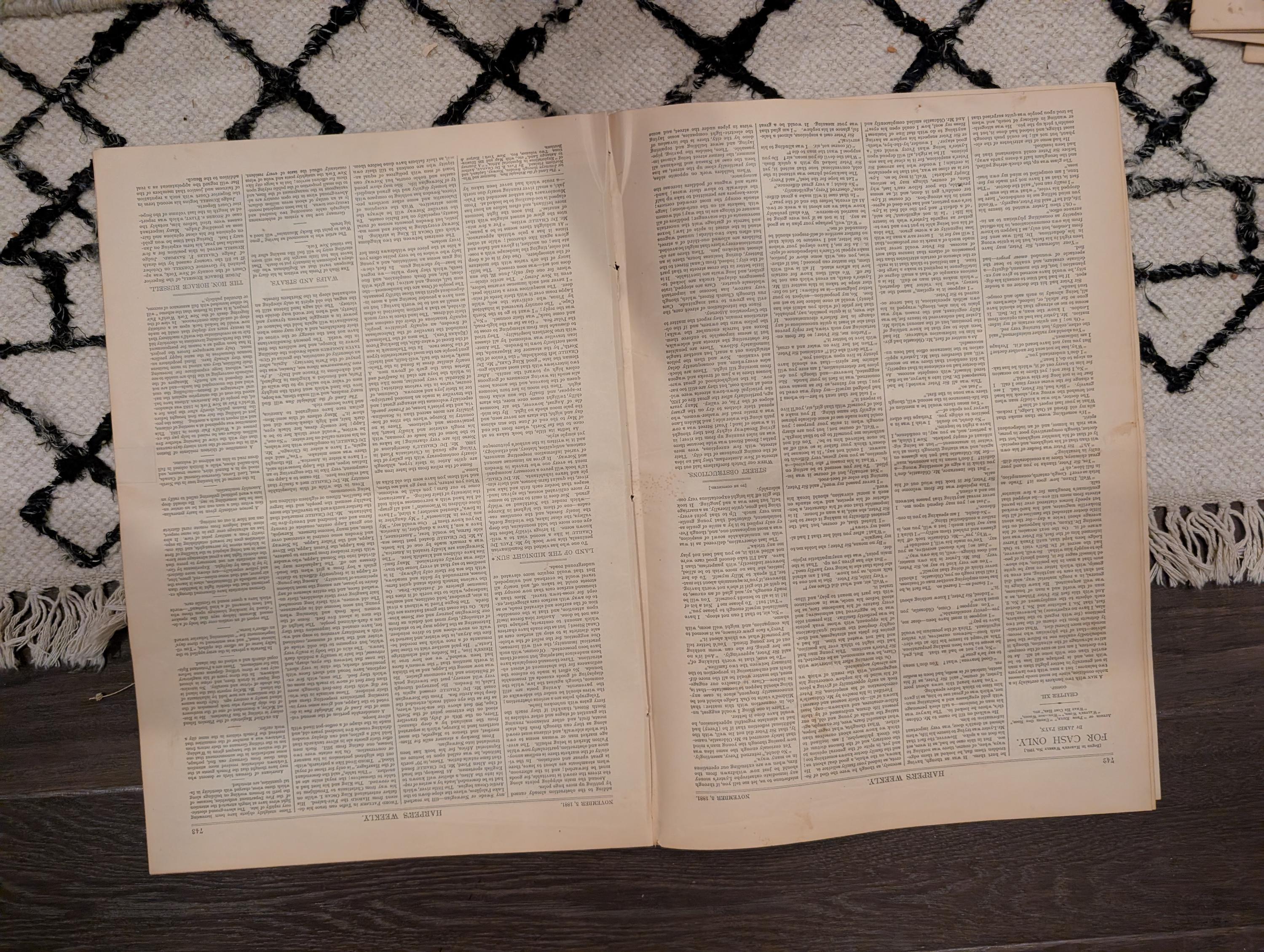 1881 AB Frost Football Centerfold, Lincoln Monument, NYC Street Blockade — Nov 5