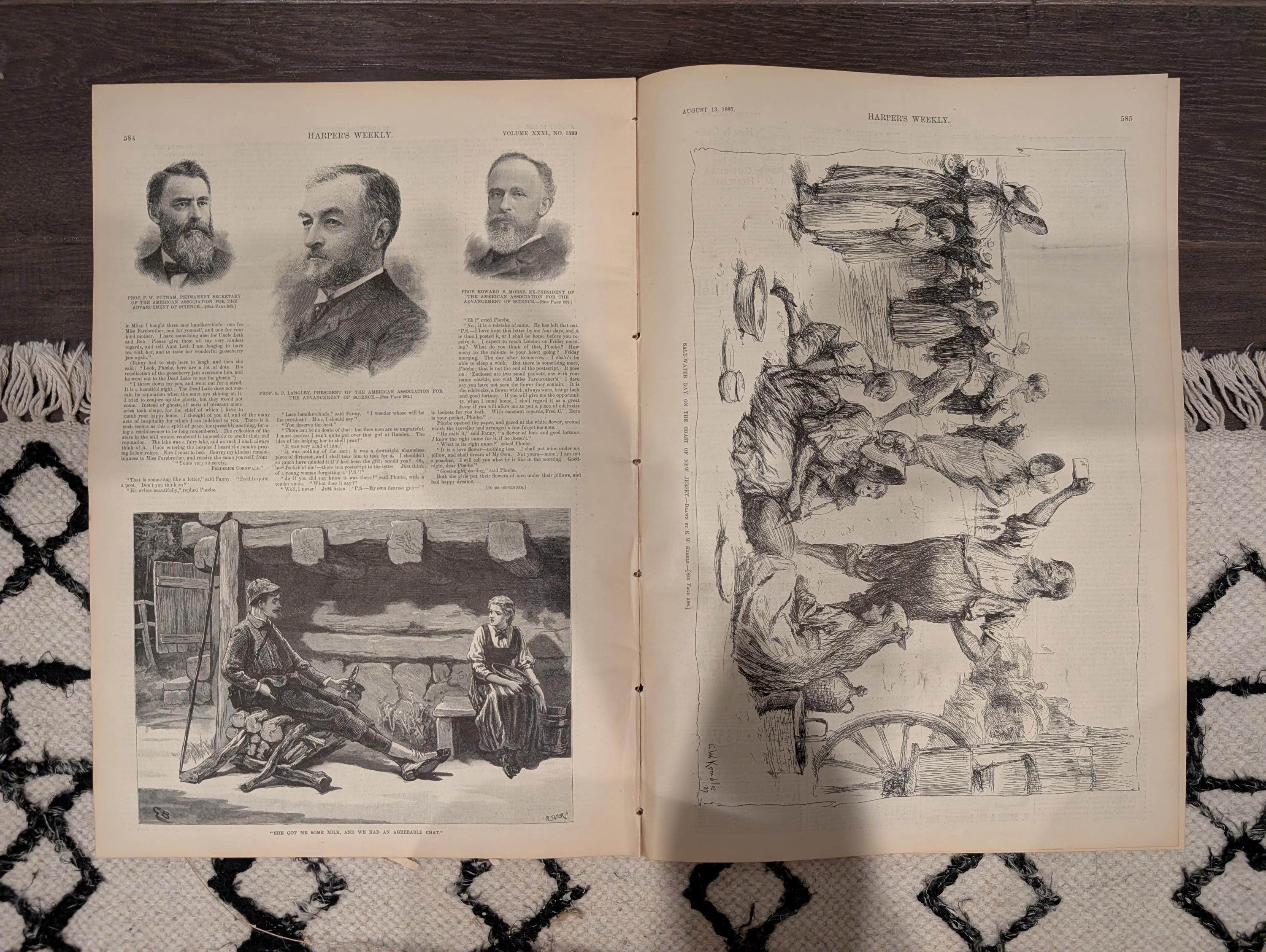 Harper’s Weekly – August 13, 1887 – Packing Peaches, March to Peekskill, New Hampshire Coast, Newfoundland Bait Fishing – Complete Issue