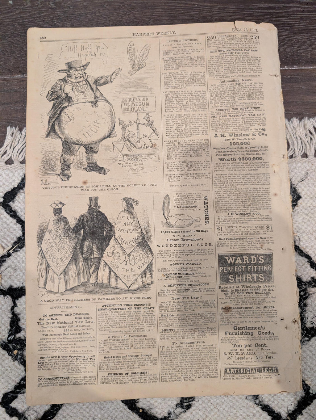 Harper’s Weekly – July 26, 1862 • Battle of Malvern Hill • Rebel Ironclad “Virginia #2” • Vicksburg Bombardment, Lincoln’s Compensation Plan