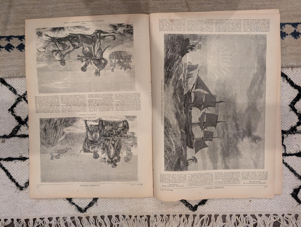 1872 Cheetah Hunting India Harper's Weekly March 09 Broadway February Thaw