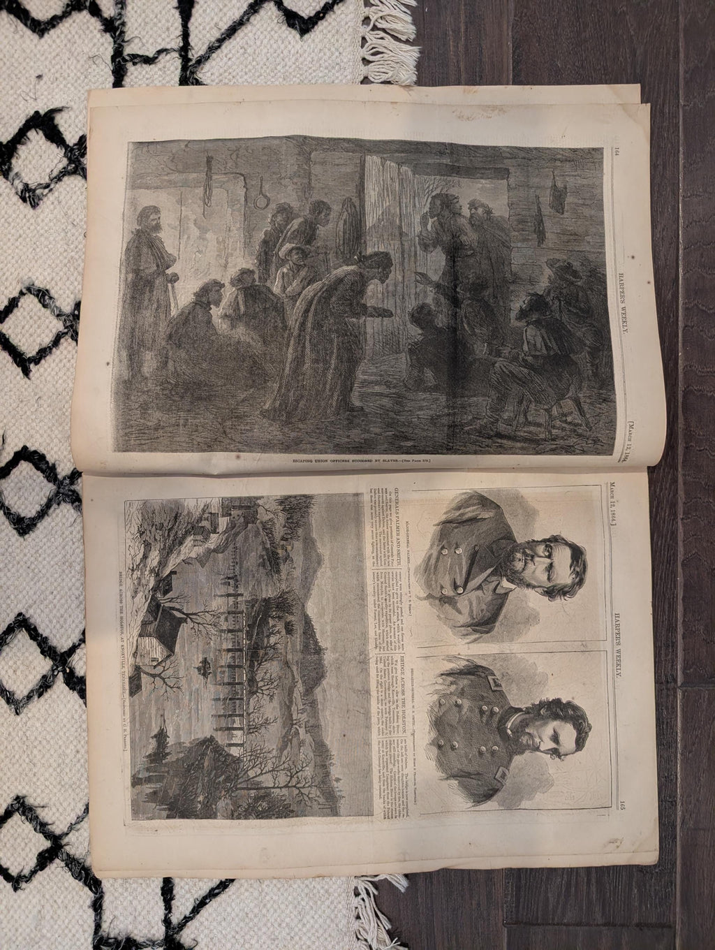 Harper's Weekly 1864 William T. Sherman March 12 Slaves Succoring Union Officers