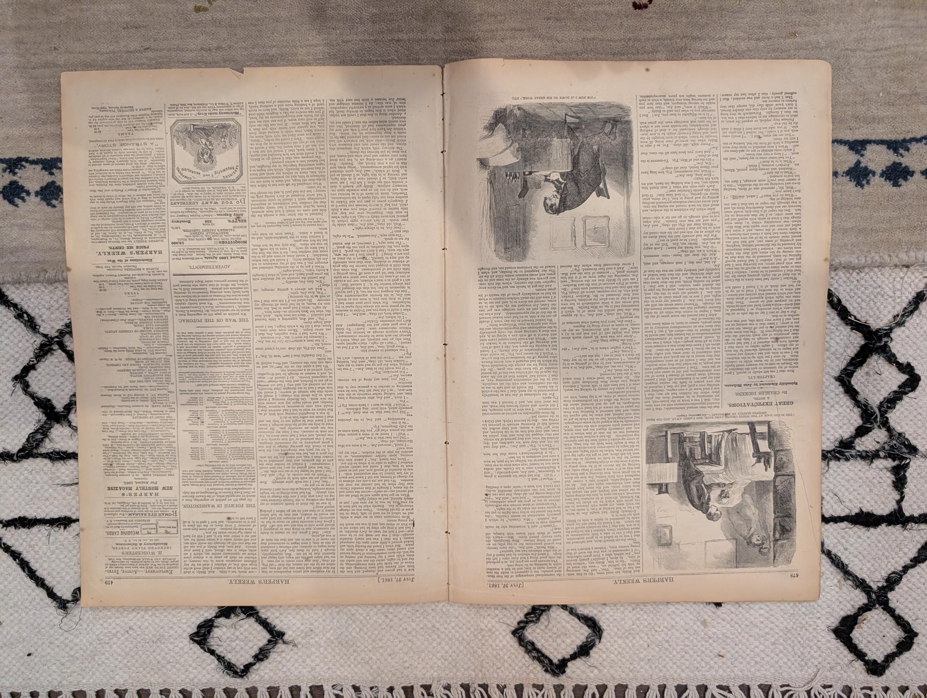 1861 Balloon View of Washington Harper's Weekly July 27 Louisiana Zouaves Lincoln