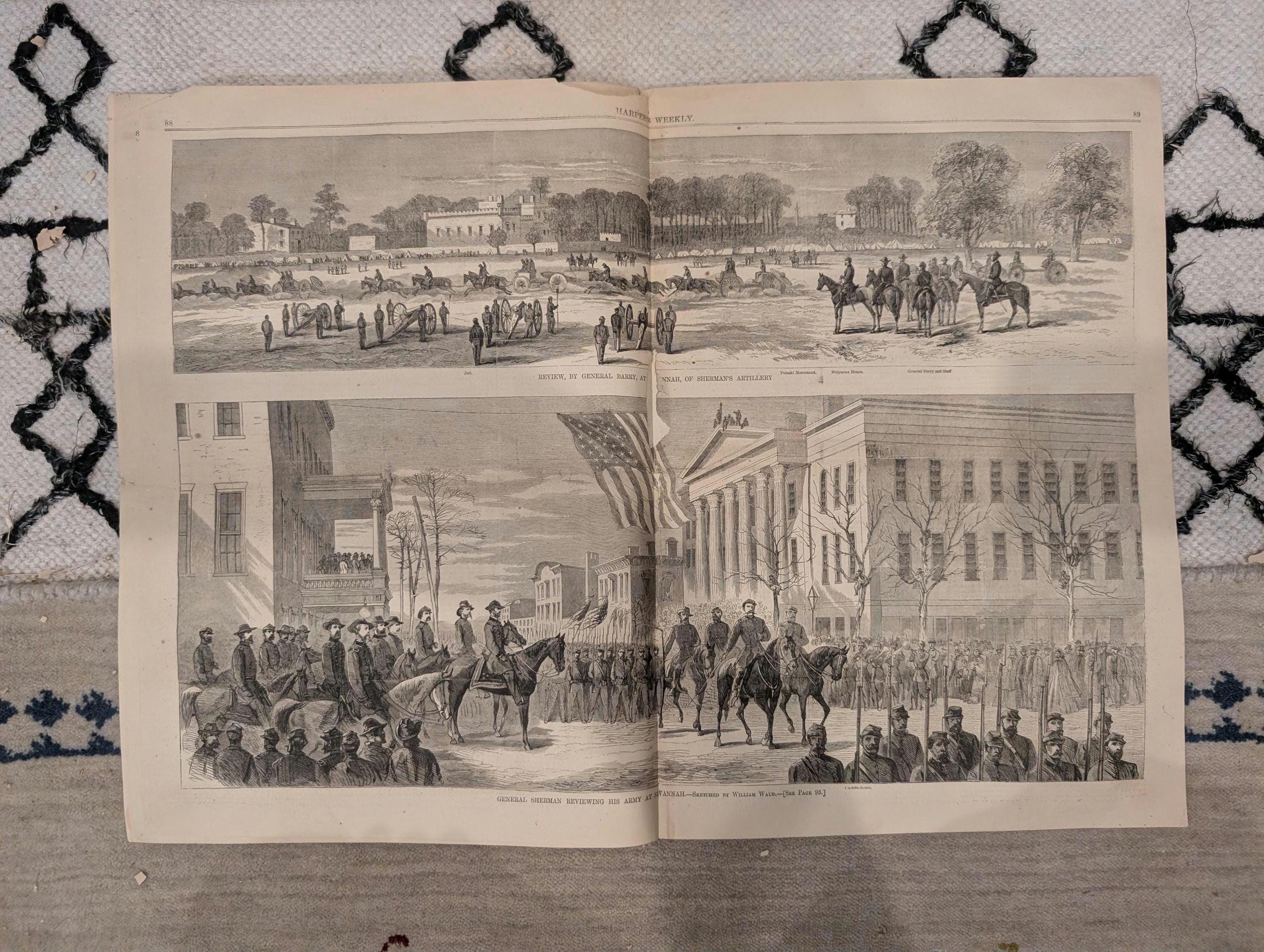 1865 Sherman's Savannah Review Harper's Weekly Feb 11 Smithsonian Fire