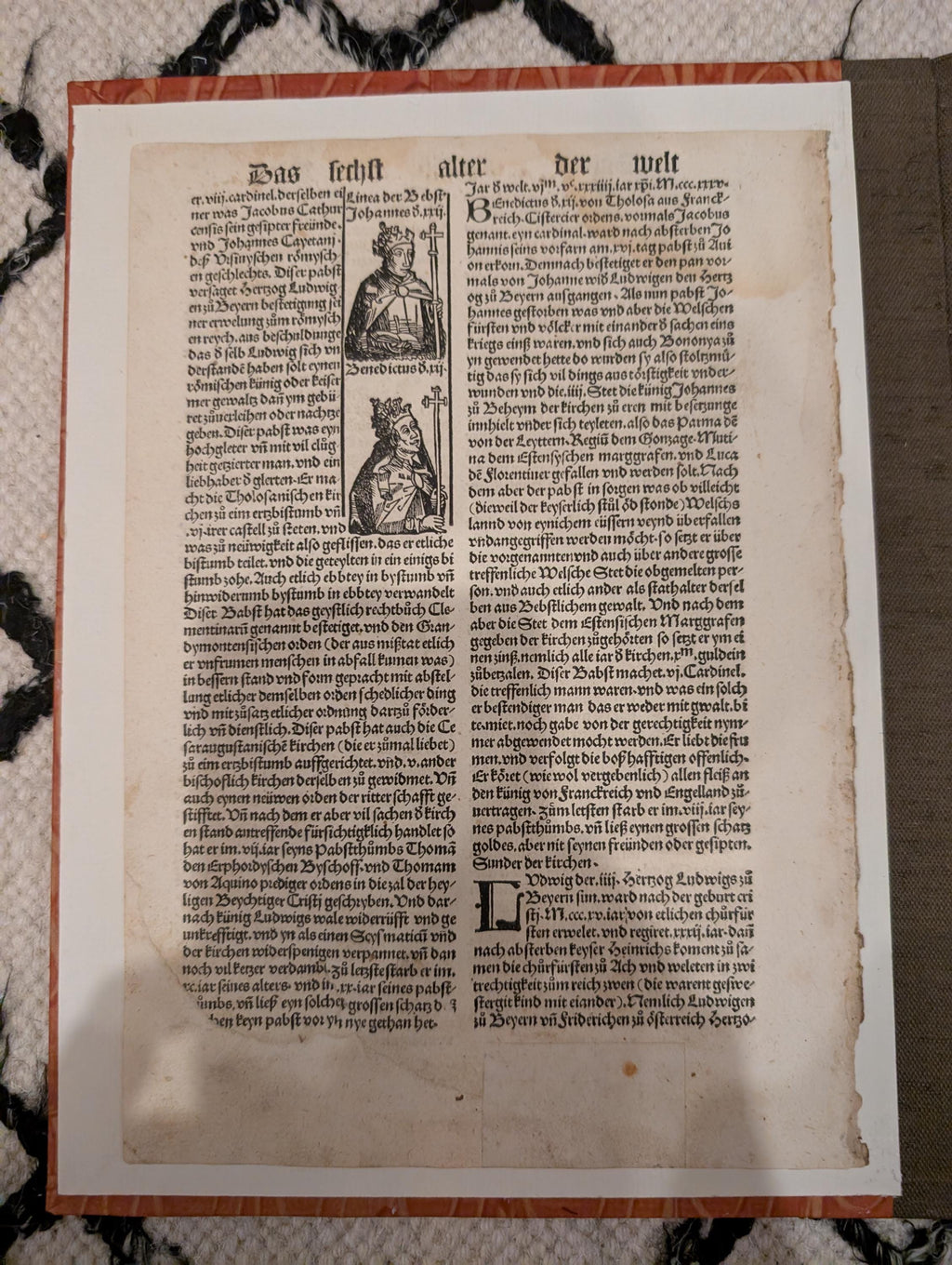 Original 1496 Nuremberg Chronicle Incunable Leaf – Illustrated with Woodcuts
