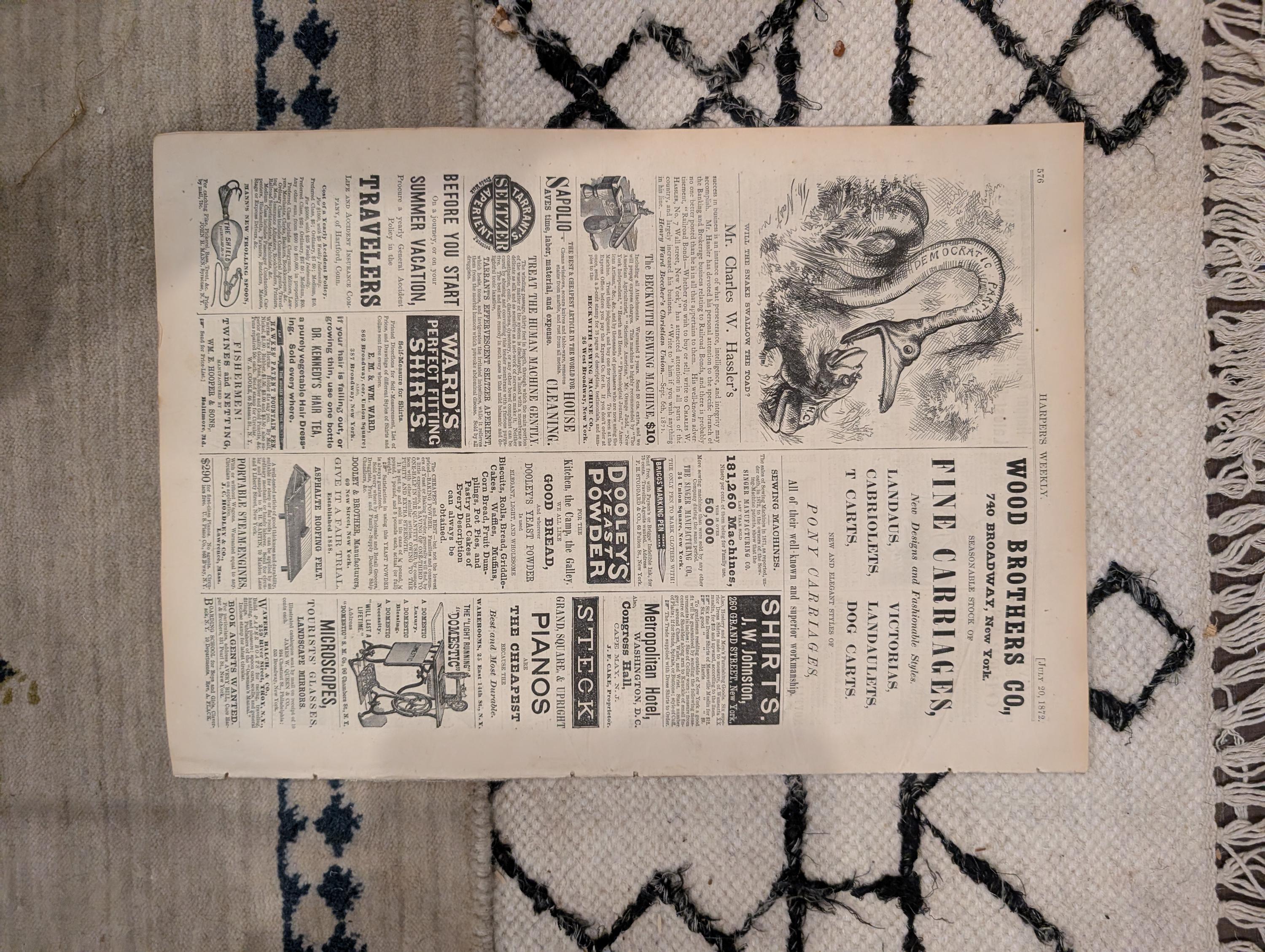 1872 Diamond Fields South Africa Harper's Weekly July 20 Thomas Nast