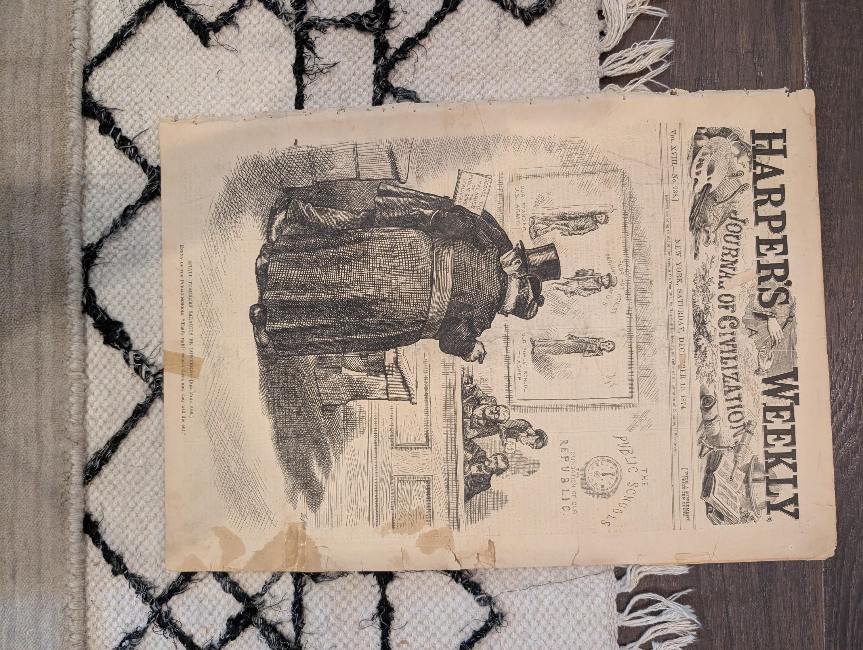 1874 Chicago Fire Dept · Nast on Teachers' Salaries · Grand Canyon & Yellowstone Supplement — Dec 19