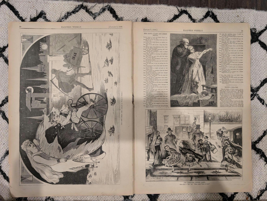 Harper’s Weekly, January 9, 1869 | Thomas Nast “Peace” Front Page | Winslow Homer New Year | West Point Panorama | Antique Newspaper