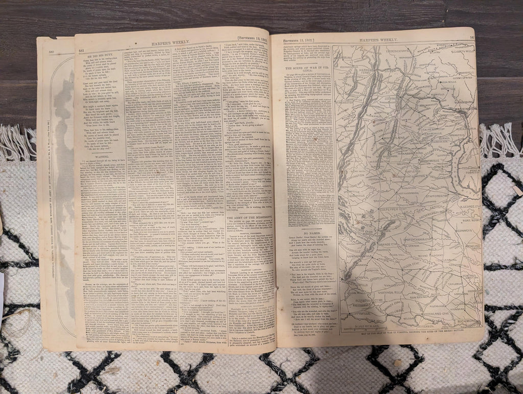 Harper’s Weekly September 13 1862 – Major-General Pope, Bull Run Content, Ironclad Navy Centerfold, Maps – Civil War Newspaper
