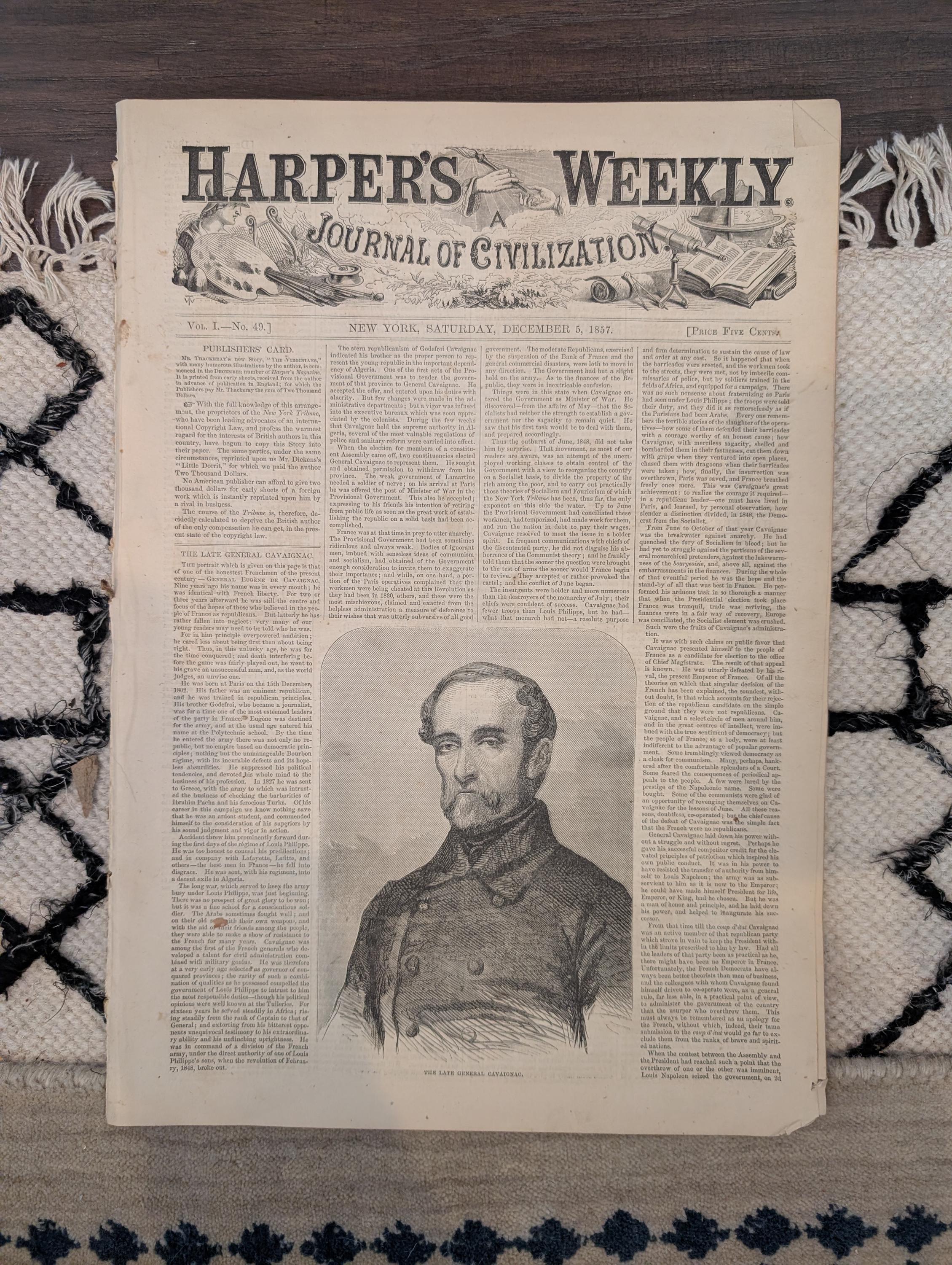 1857 Thanksgiving Dinner Harper's Weekly December 05 Steamer Leviathan
