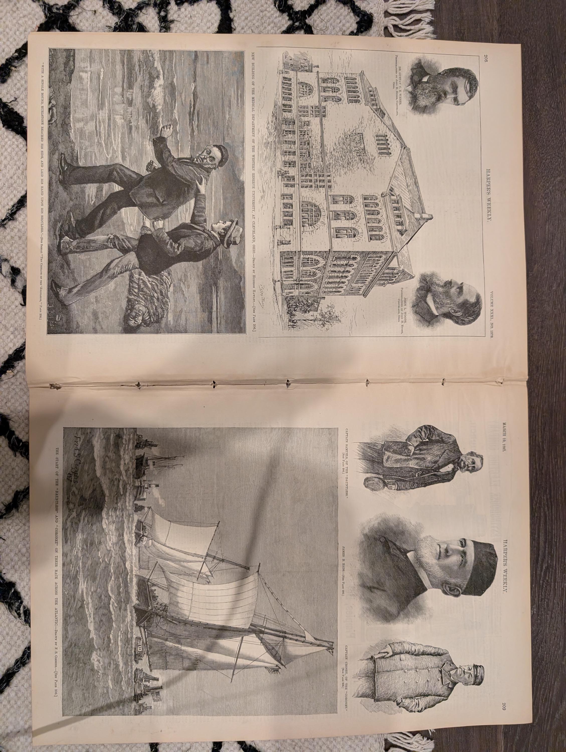 Harper’s Weekly – March 19, 1887 – Henry Ward Beecher Funeral, Geronimo’s Son, Cavalry Charge Centerfold, Fires, Portraits, & More