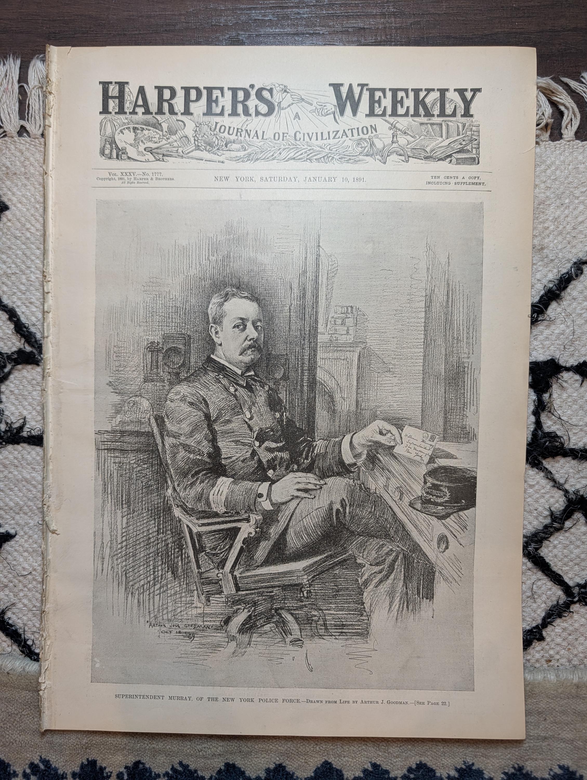 1891 Remington "The Last Stand" Double-Page Centerfold — Buffalo Bill — Jan 10
