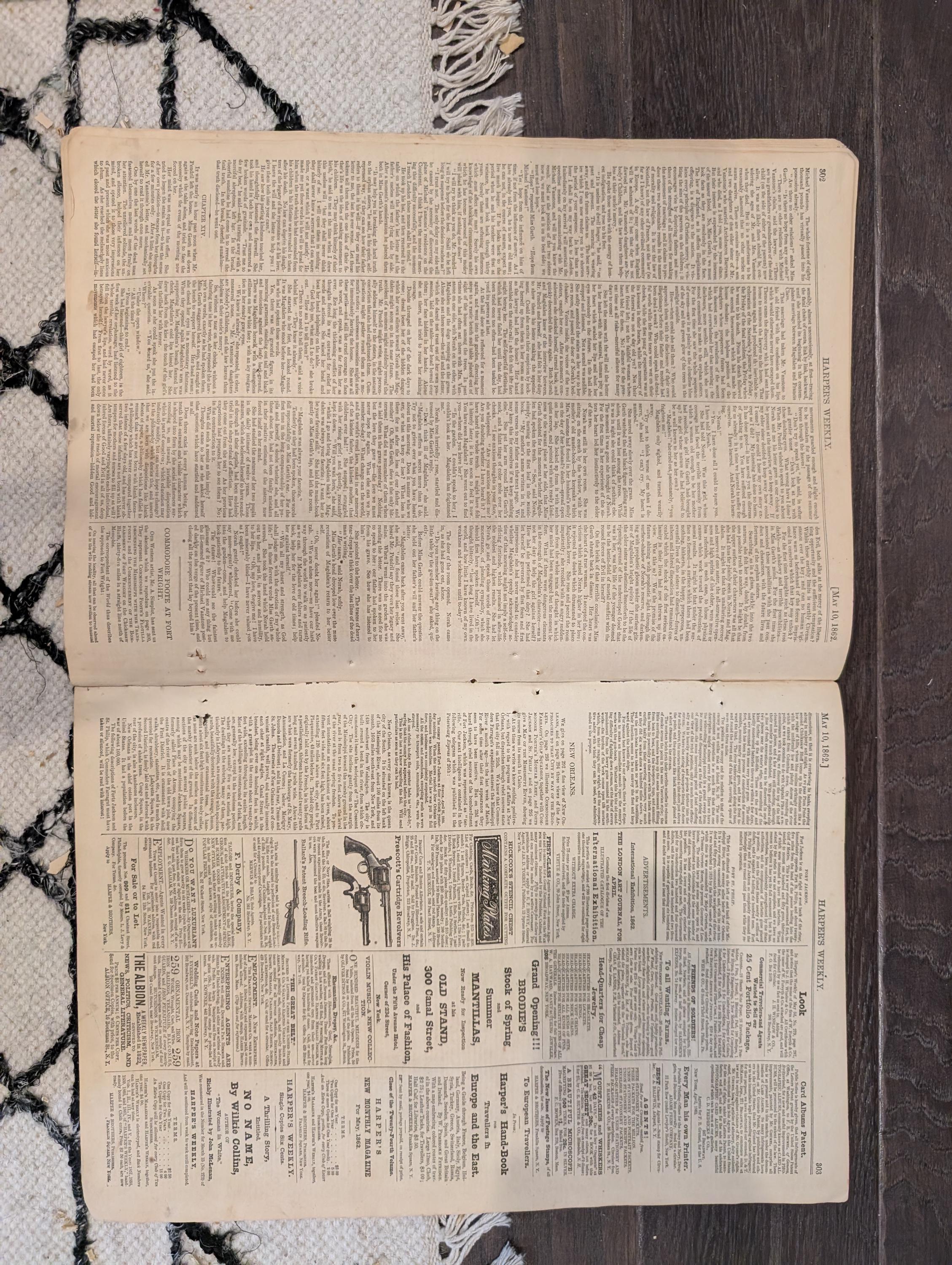 Harper’s Weekly – May 10, 1862 – War on the Mississippi • Capture of New Orleans • Massive Mississippi Map • Yorktown Centerfold