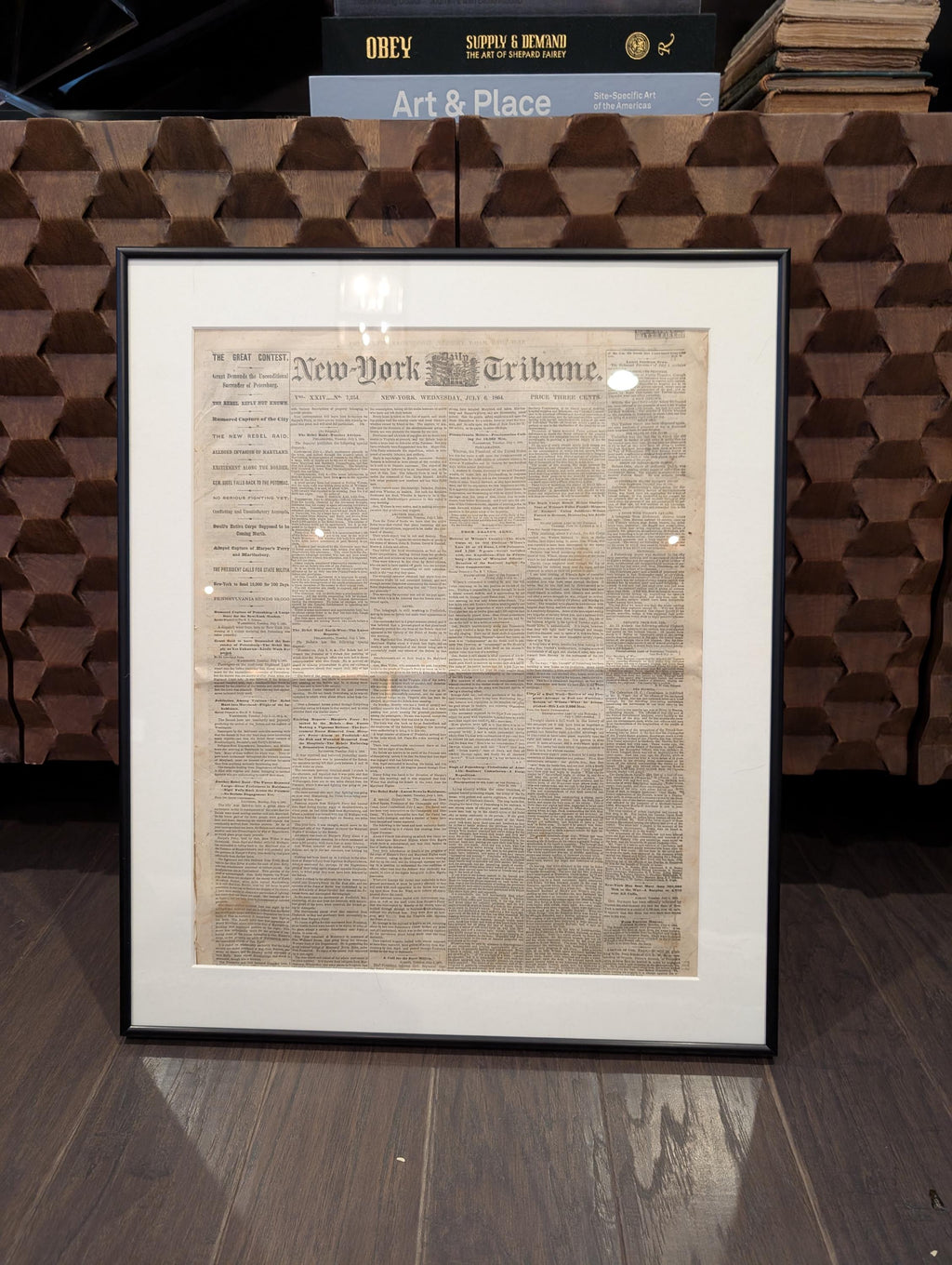 Framed 1864 New-York Tribune Civil War Newspaper — Siege of Petersburg, Lincoln’s 500,000 Troop Call — Original Issue