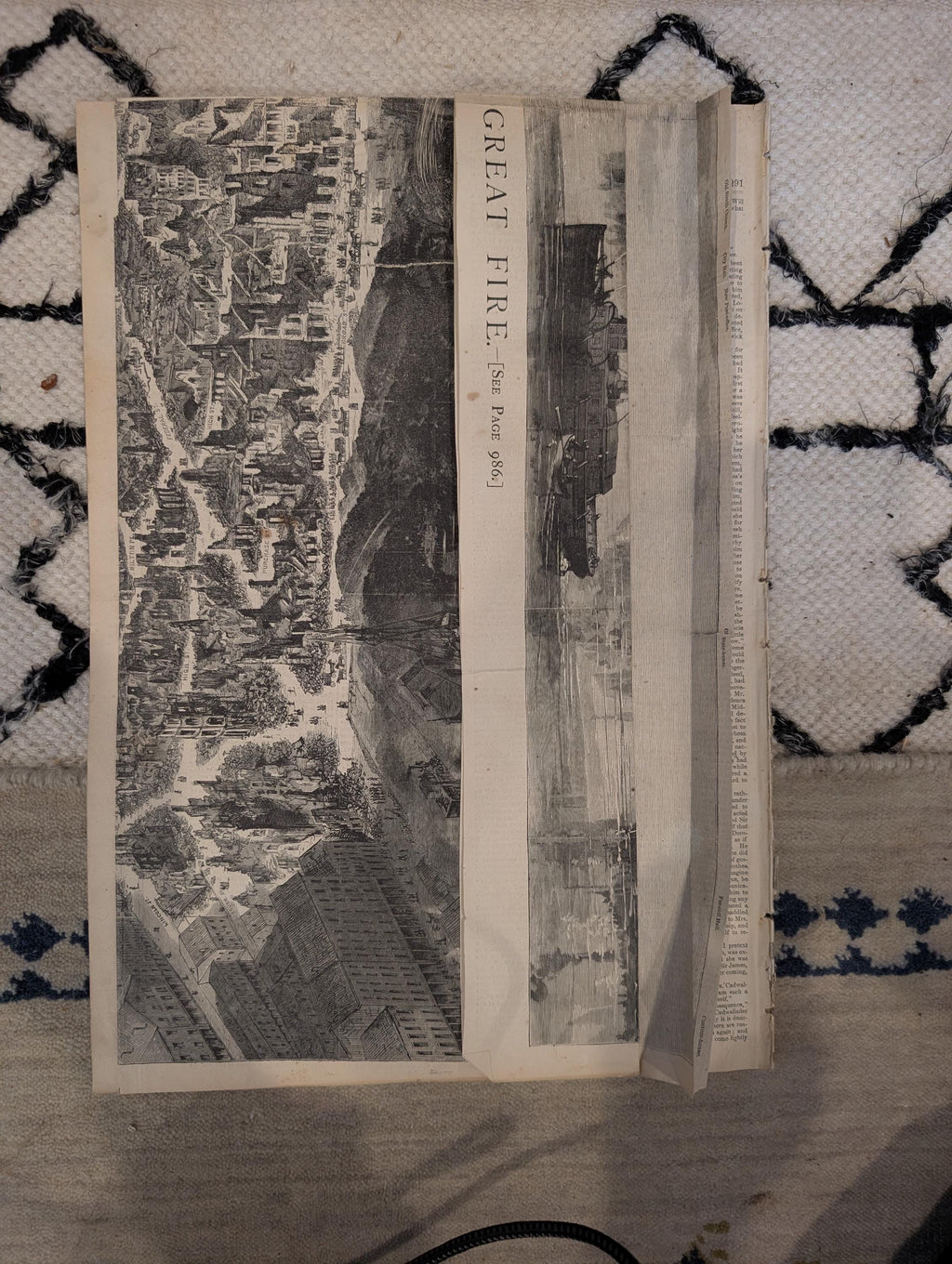 1872 Boston Fire Panoramic Print Harper's Weekly Dec 14 Supplement