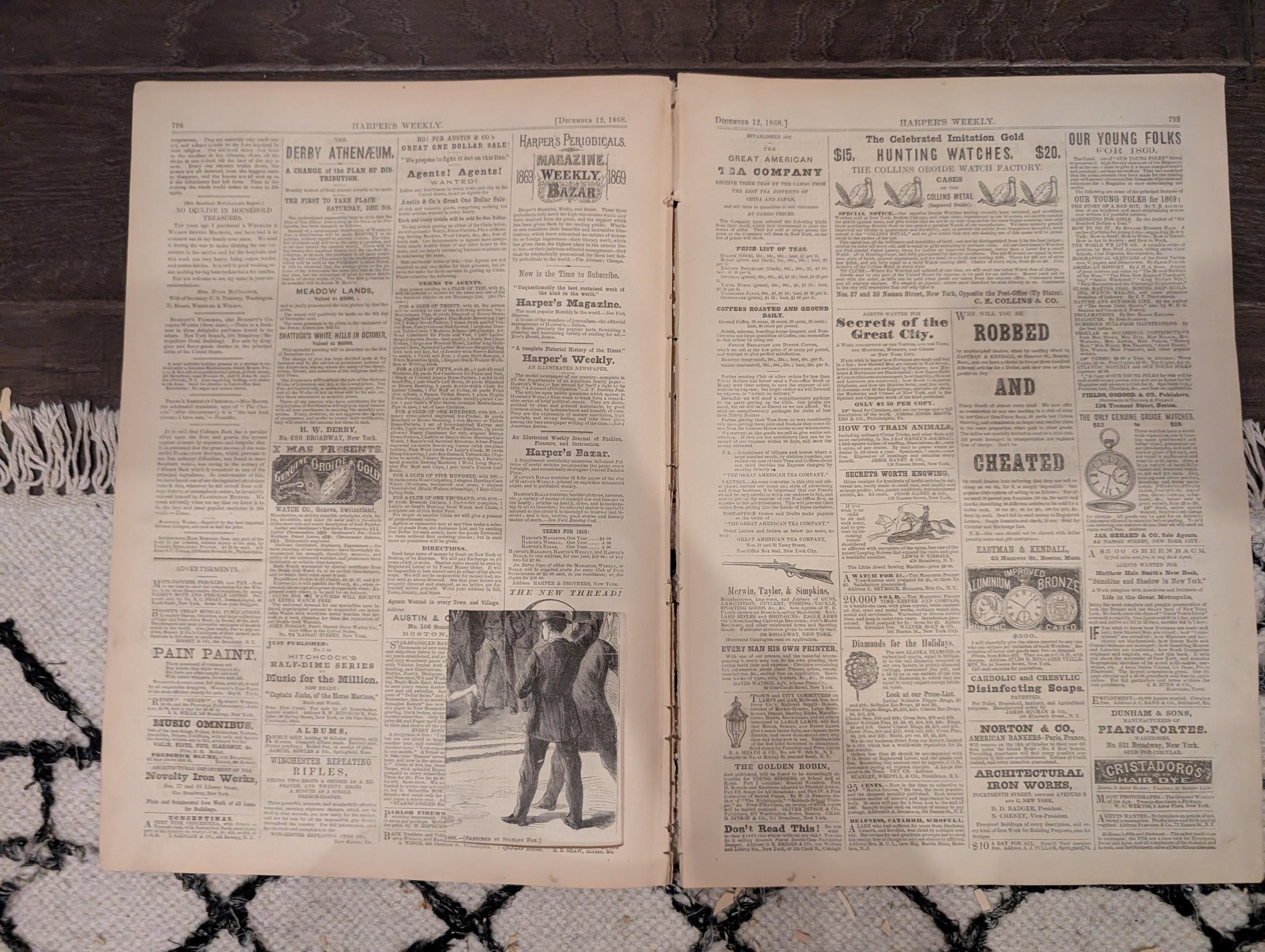 Harper’s Weekly – December 12, 1868 – Whipping Post • Alaska Interior • Newsboys in Richmond • Philadelphia Tragedy • Madrid Execution Scaff