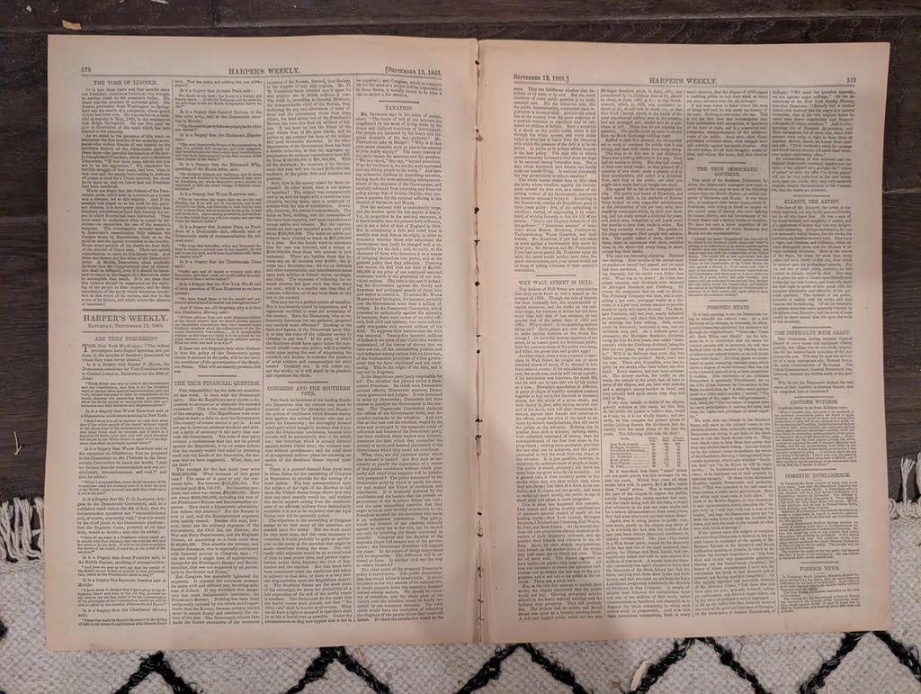Harper’s Weekly – September 12, 1868 – Lincoln’s Tomb • Martha’s Vineyard Camp Meeting • Prospect Park Views • Bird Hunting • NYC Street Lif
