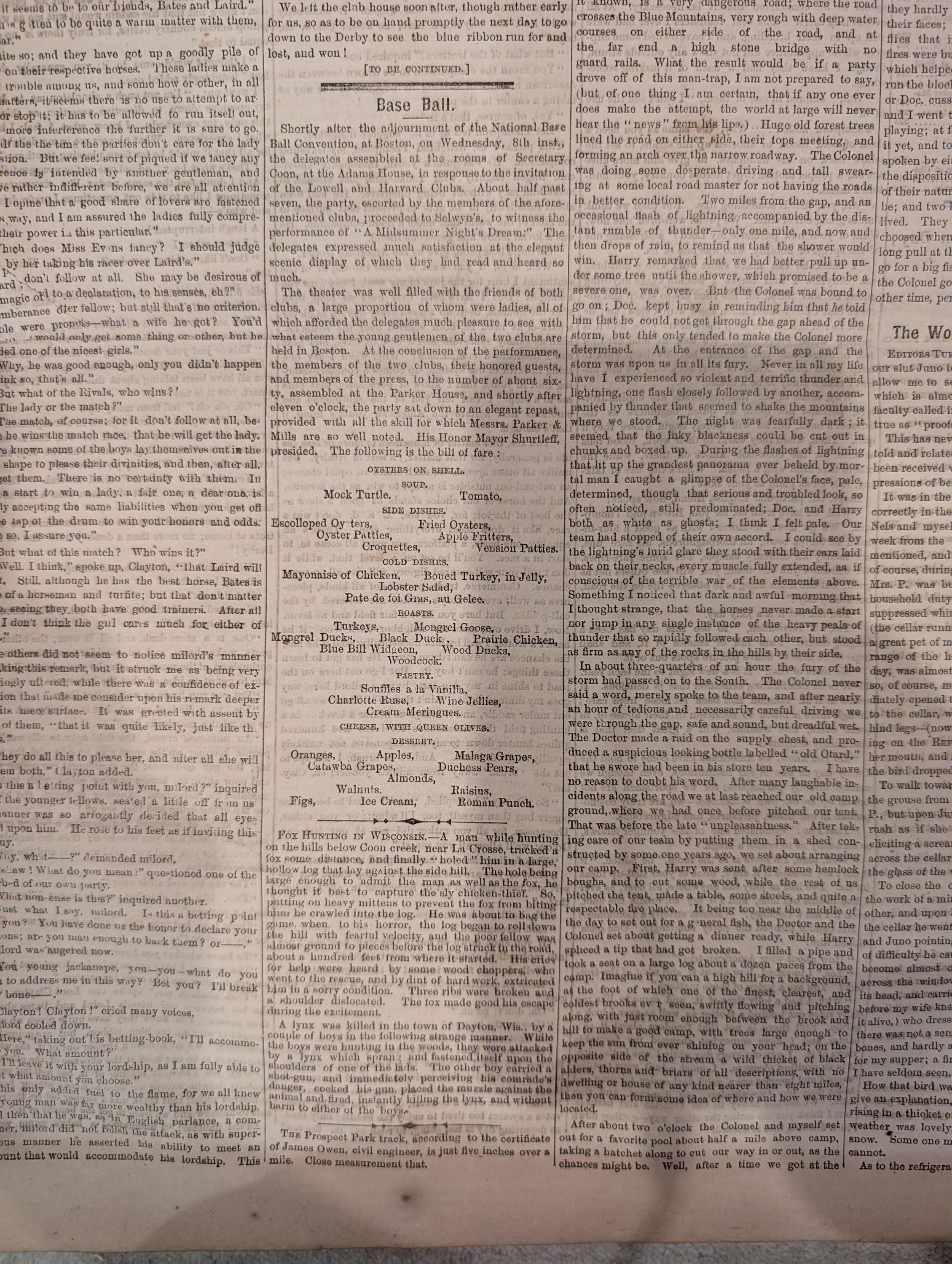 1869 Turf Field and Farm — Baseball Convention, English Derby, Chess, Horse Racing, Dec 17