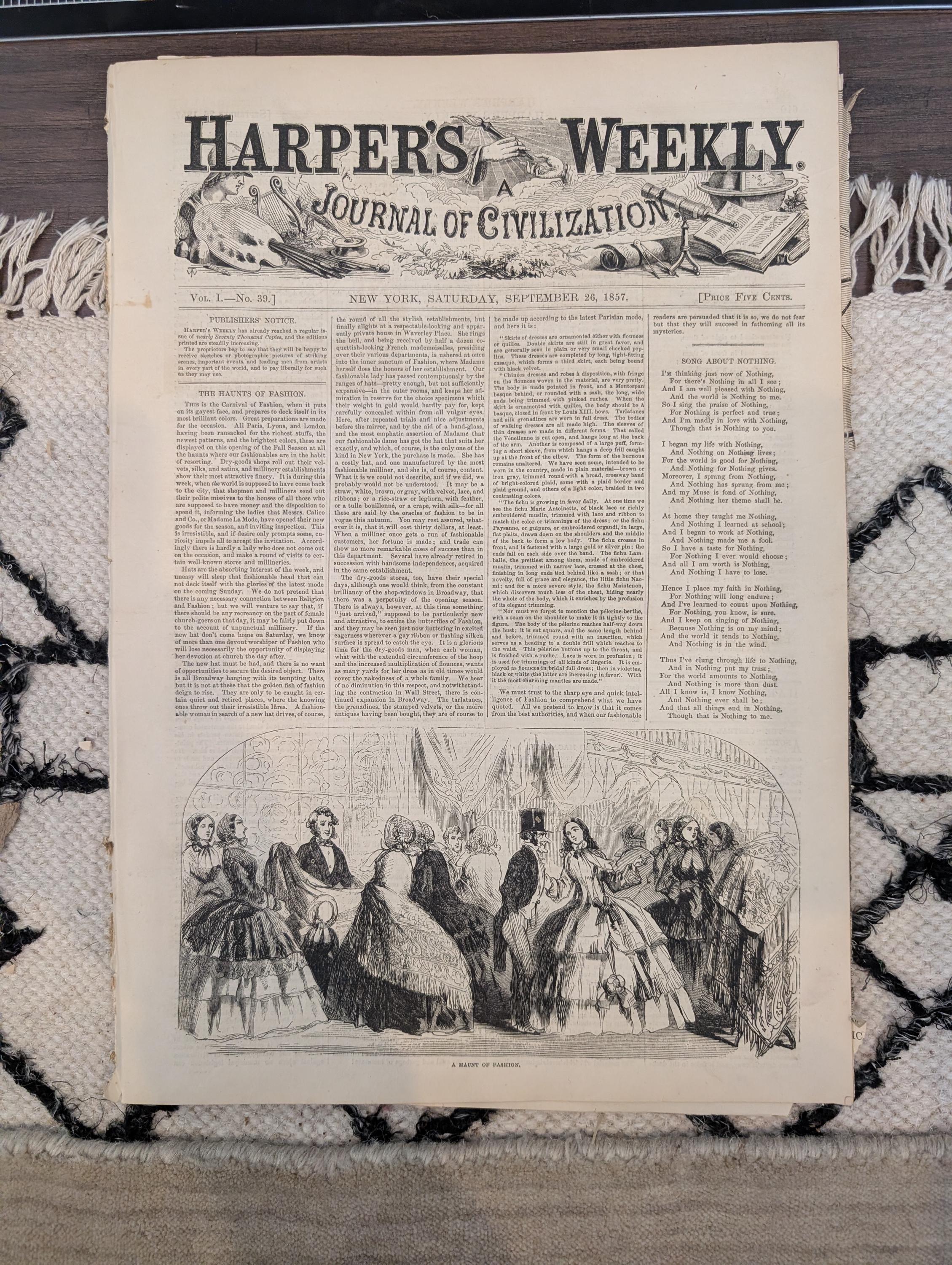 1857 SS Adriatic Harper's Weekly September 26 Central America Shipwreck