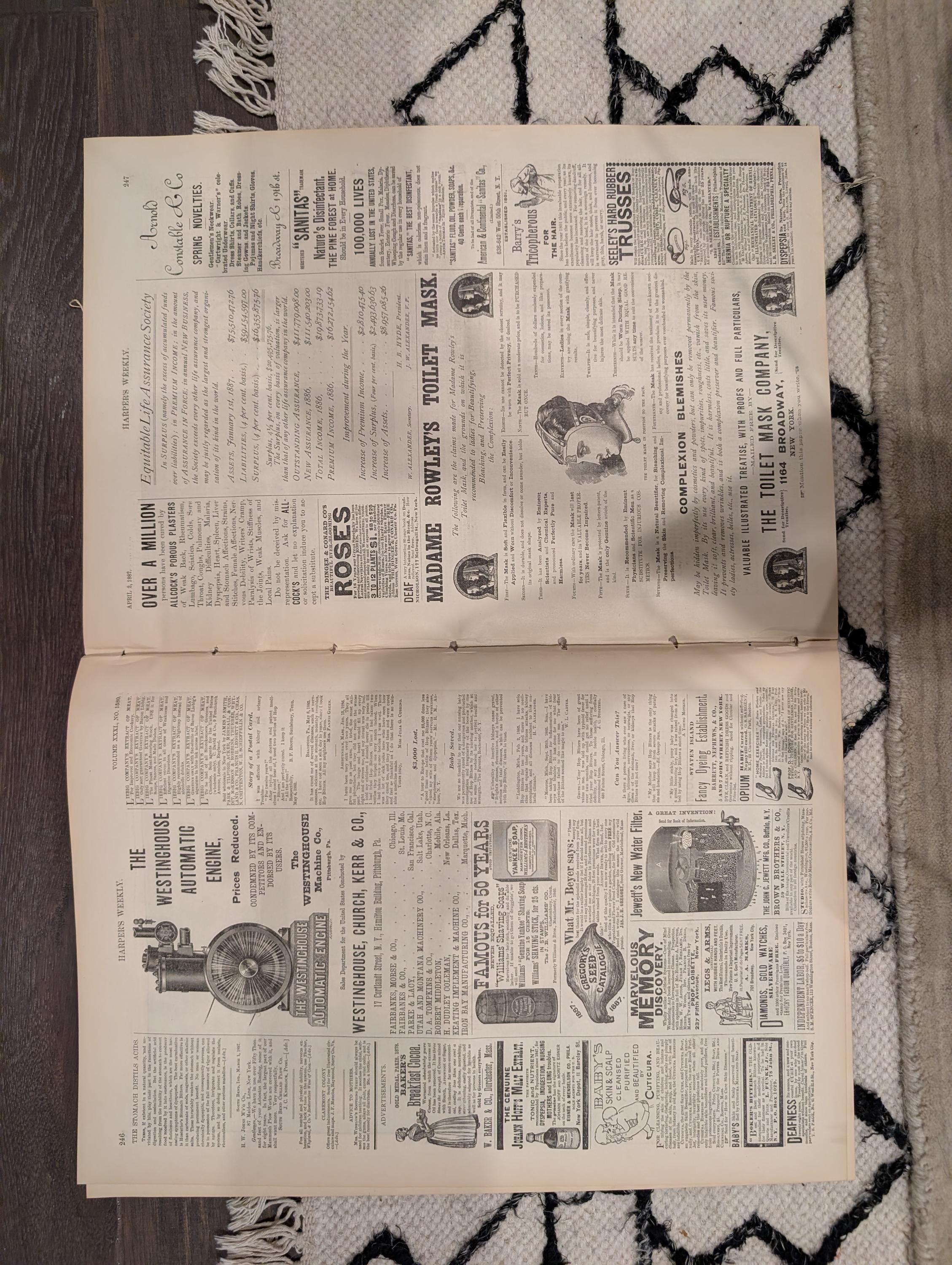 HARPER’S WEEKLY — April 2, 1887 — Mark Twain Bust, Republican Elephant, Casemate Fort Firing, Papago Indians, Ship in Storm