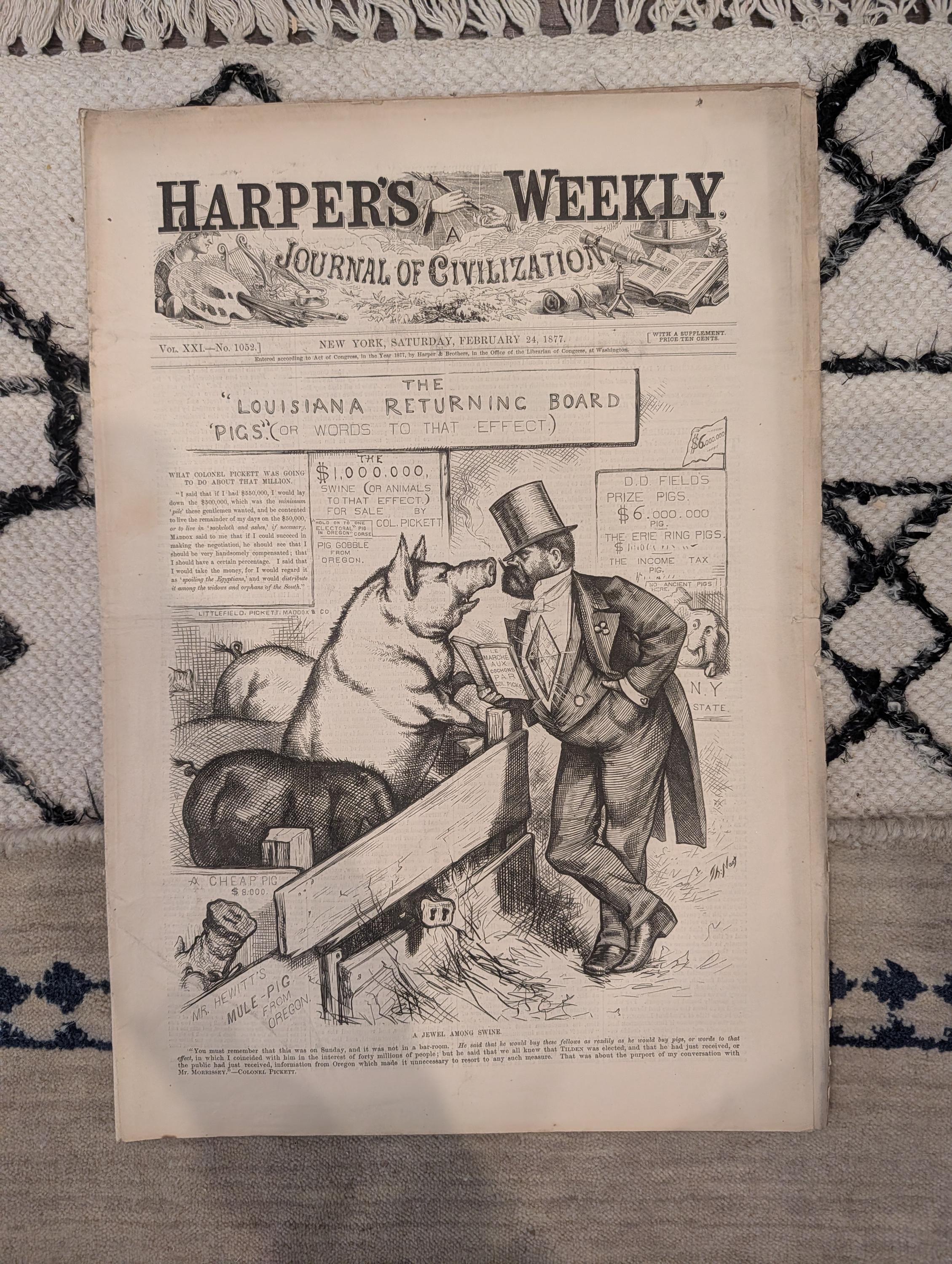 1877 Winslow Homer Backgammon, Central Park Skating, Nast — Feb 24