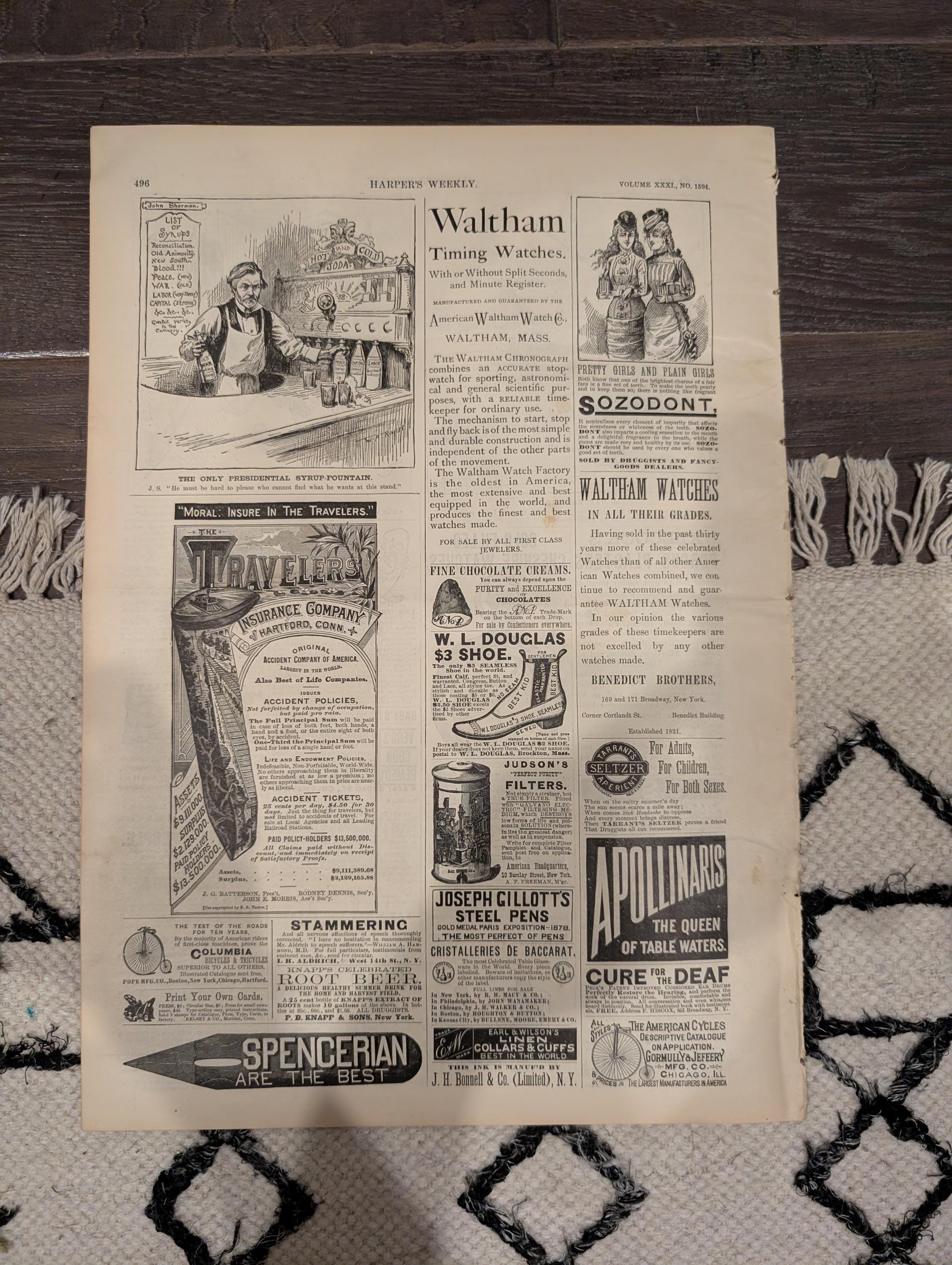 Harper’s Weekly — July 9, 1887 — University of Michigan Double-Page, 23rd Regiment Battle Scenes, Kansas City Exposition, General Sheridan,