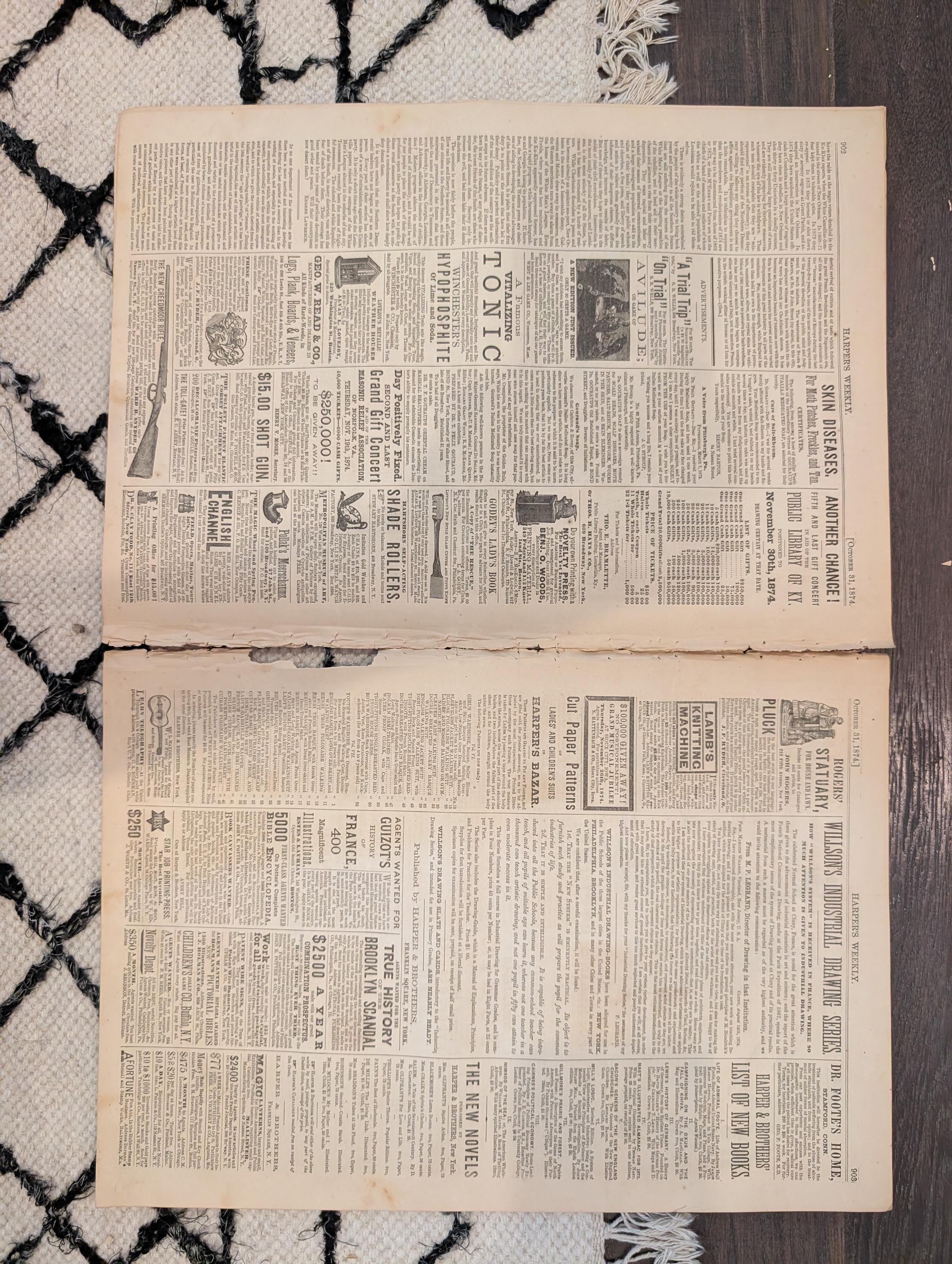1874 Blacks Voting Cartoon, Eagles Duel Centerfold, Africa Gold — Oct 31