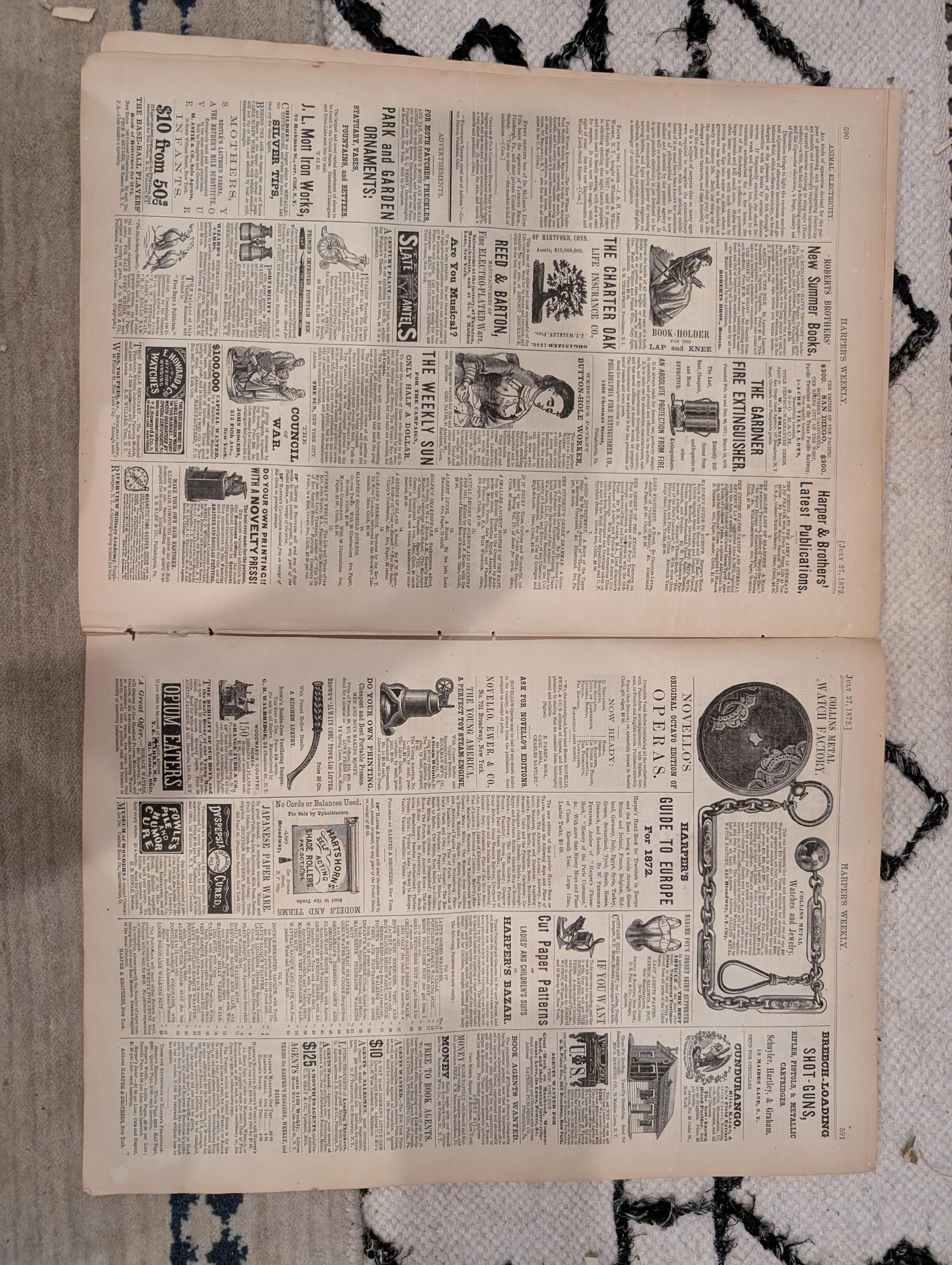 1872 Livingstone Stanley Expedition Harper's Weekly July 27 Thomas Nast